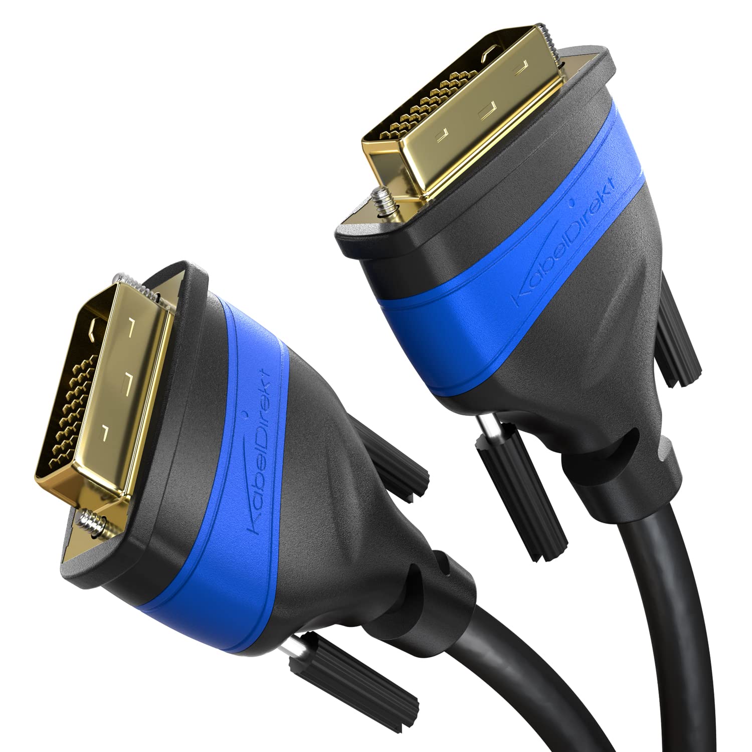 KabelDirekt 0.5m Dual Link DVI Cable DVI-D 24+1 Supports 1080p Full HD 3D TOP Series Black