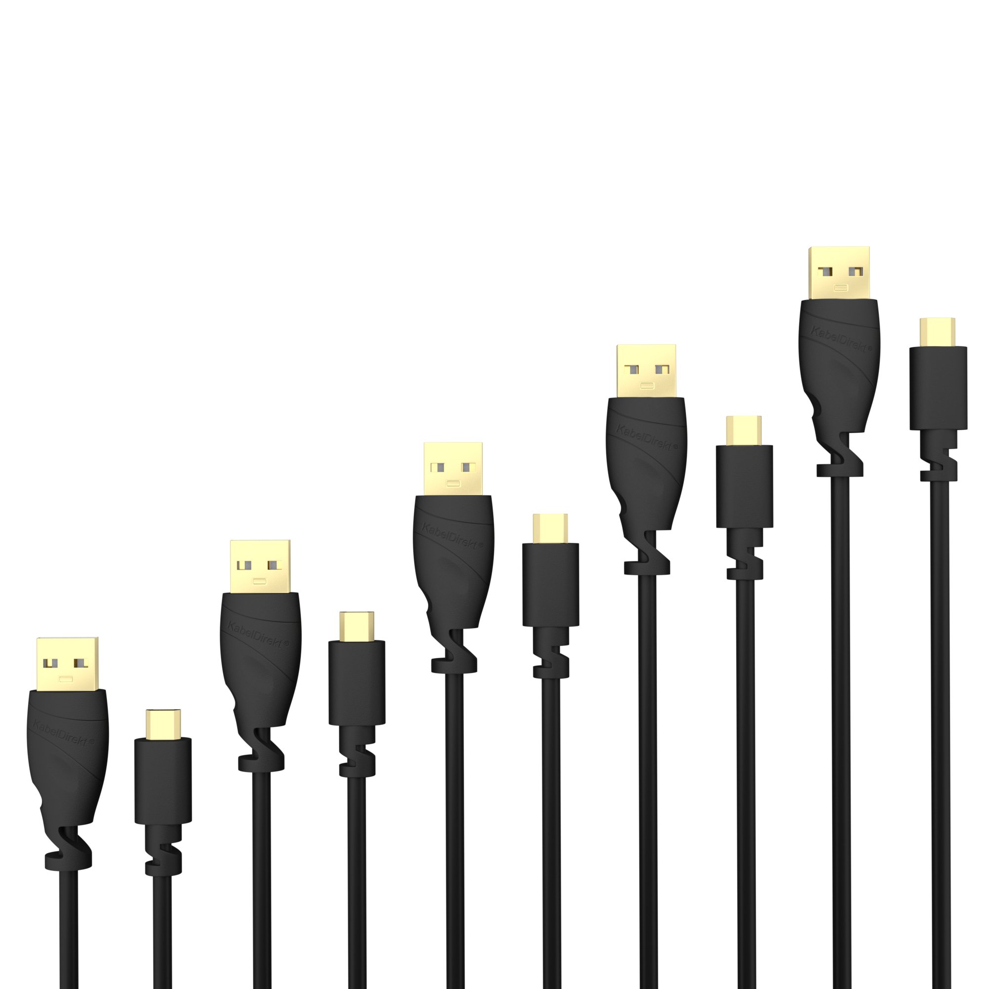 KabelDirekt 1.5m Micro USB Cable USB 2.0 Sync and Charge Cable TOP Series Black