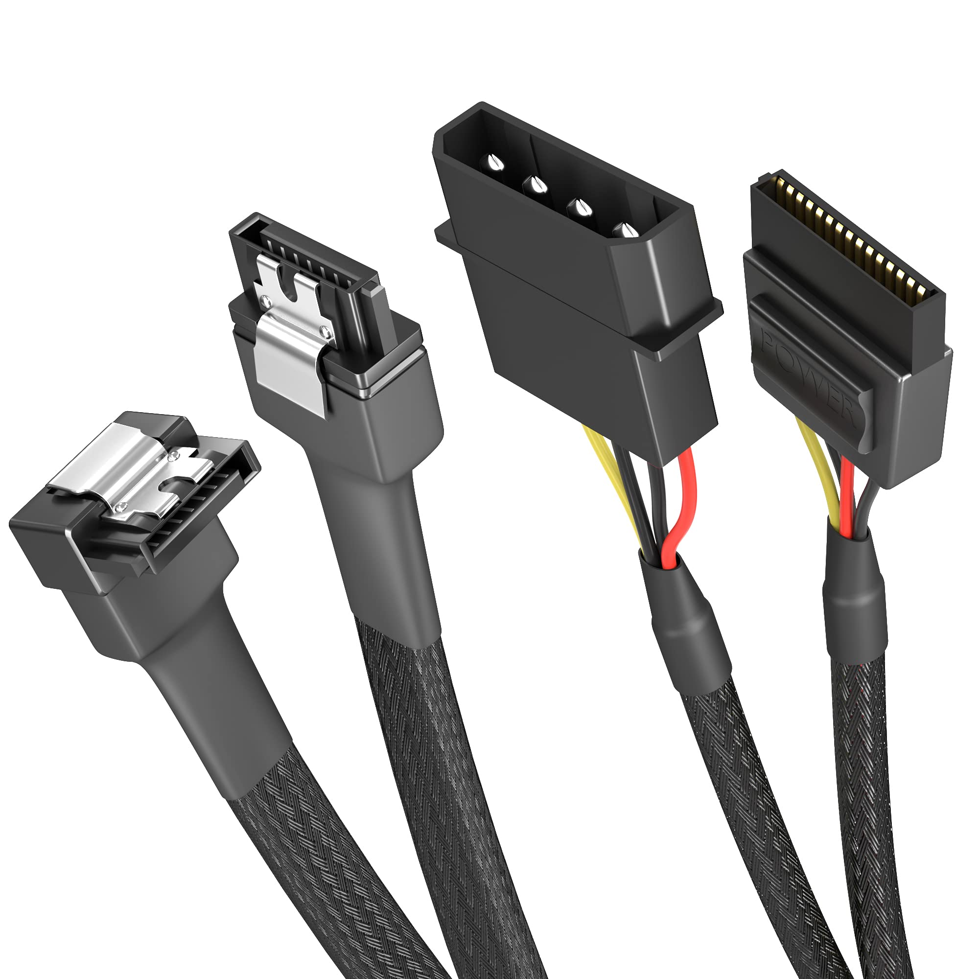 KabelDirekt SATA 6Gbps Molex to SATA Power & Data Cable 90° Black