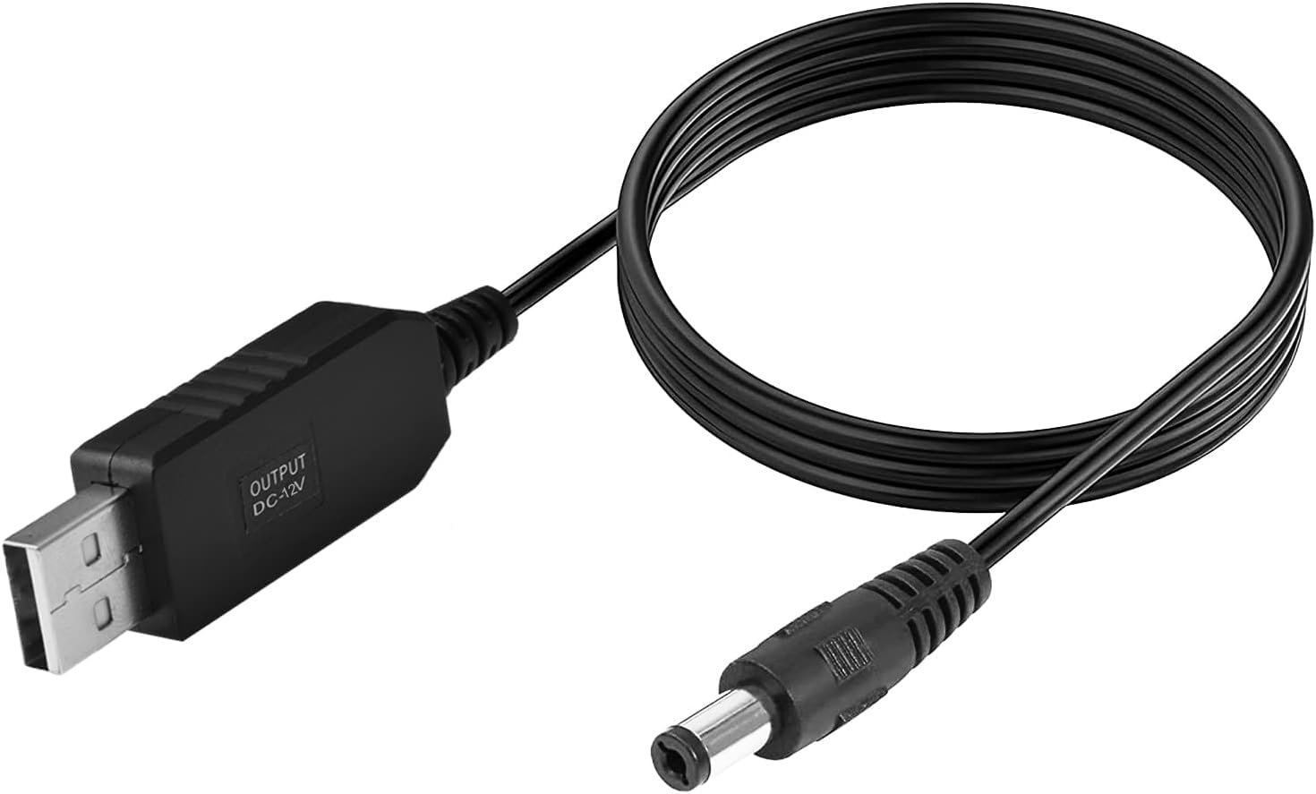 GE USB DC 5V to 12V Step Up Power Cable – USB to 5.5x2.1mm DC Jack (1M) for Router, LED Light, Fan & Speakers