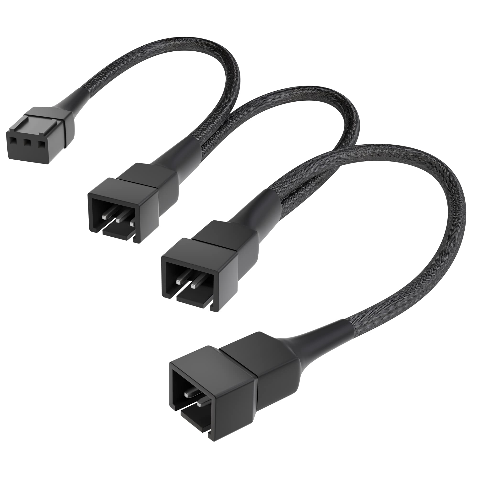 KabelDirekt 834 3-Pin Fan Splitter Cable 0.2m – 1 to 2 Fan Distribution Adapter Cable – Black