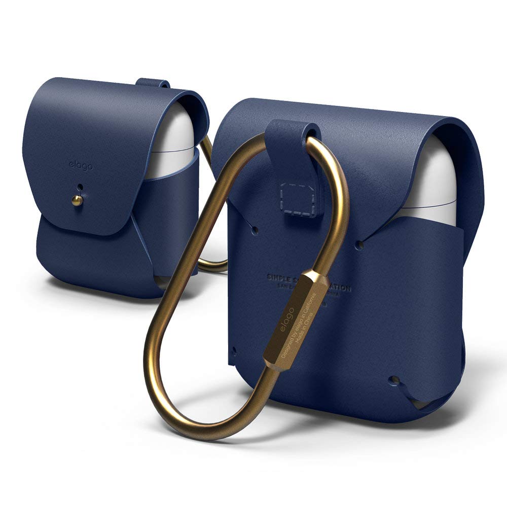 Elago Leather Case for Apple AirPods – Jean Indigo Premium Protective Cover