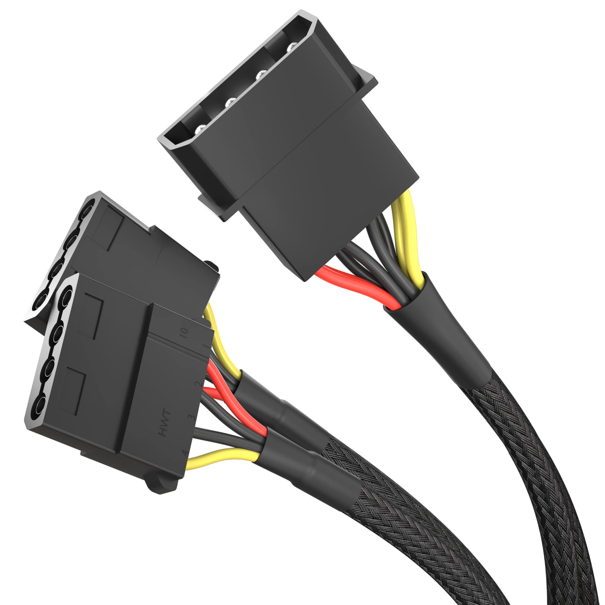 KabelDirekt 4-Pin Molex to 2x Y Cable 0.3m – Power Splitter Adapter, Black