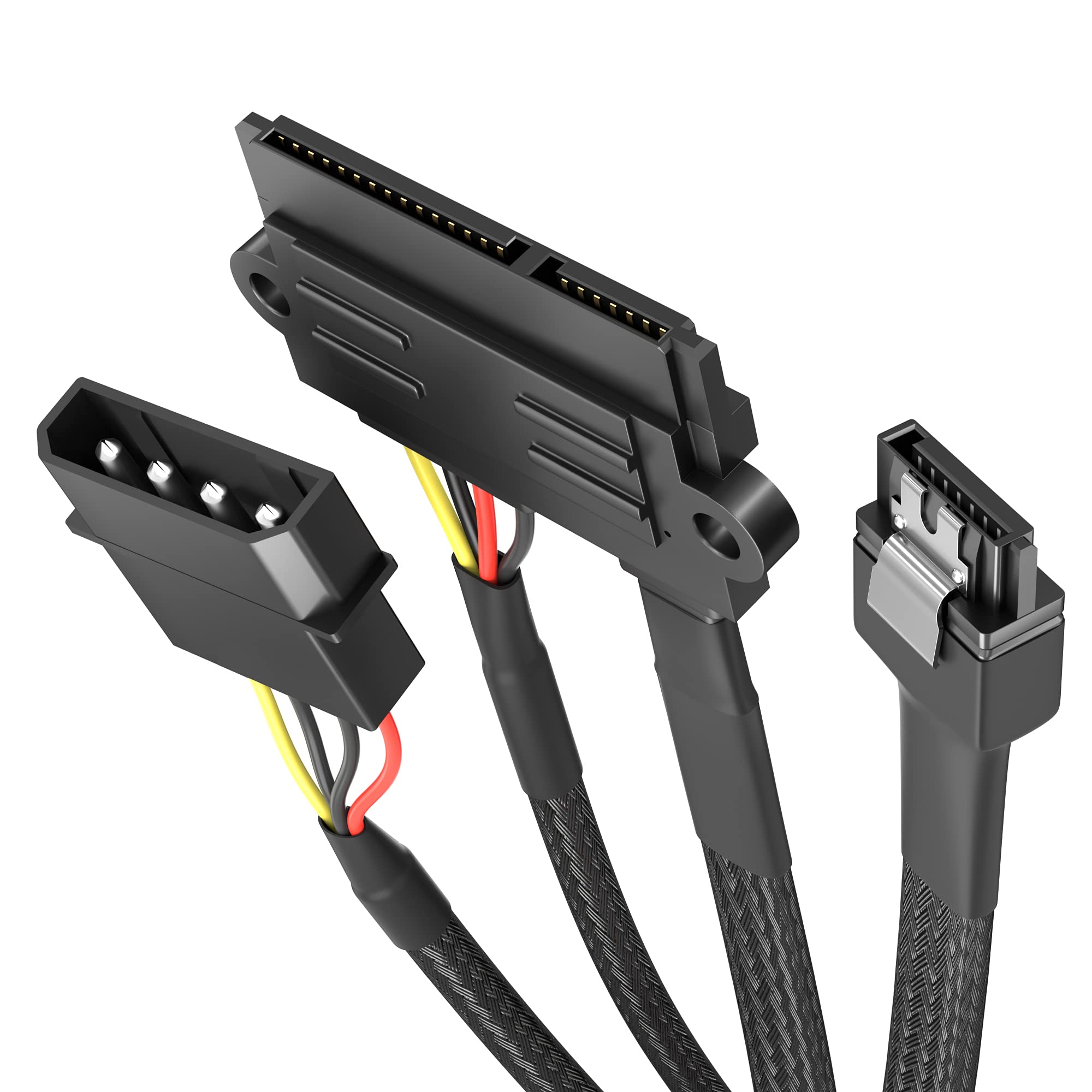 KabelDirekt 820 SATA to Molex Power & Data Cable Set – 22-Pin to 4-Pin + 7-Pin SATA III 6Gb/s – 0.6m / 0.3m – Black