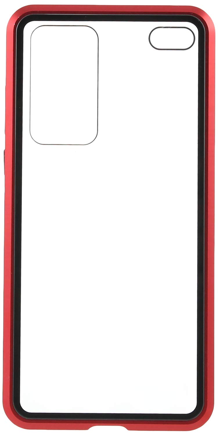 360 Full Protection Magnetic Case for Huawei P40 – Transparent & Red Shockproof Back Cover