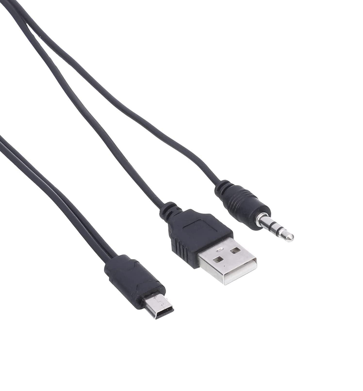 Keendex 1775 2-in-1 USB A to B Cable with AUX Connector – 20cm Compact Audio & Data Cable