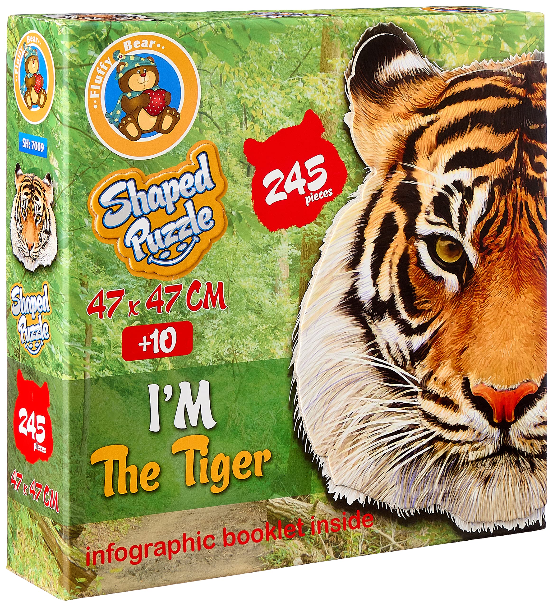 Fluffy Bear SH-7009 Tiger Shaped Puzzle – 245 Pieces Educational Jigsaw Game