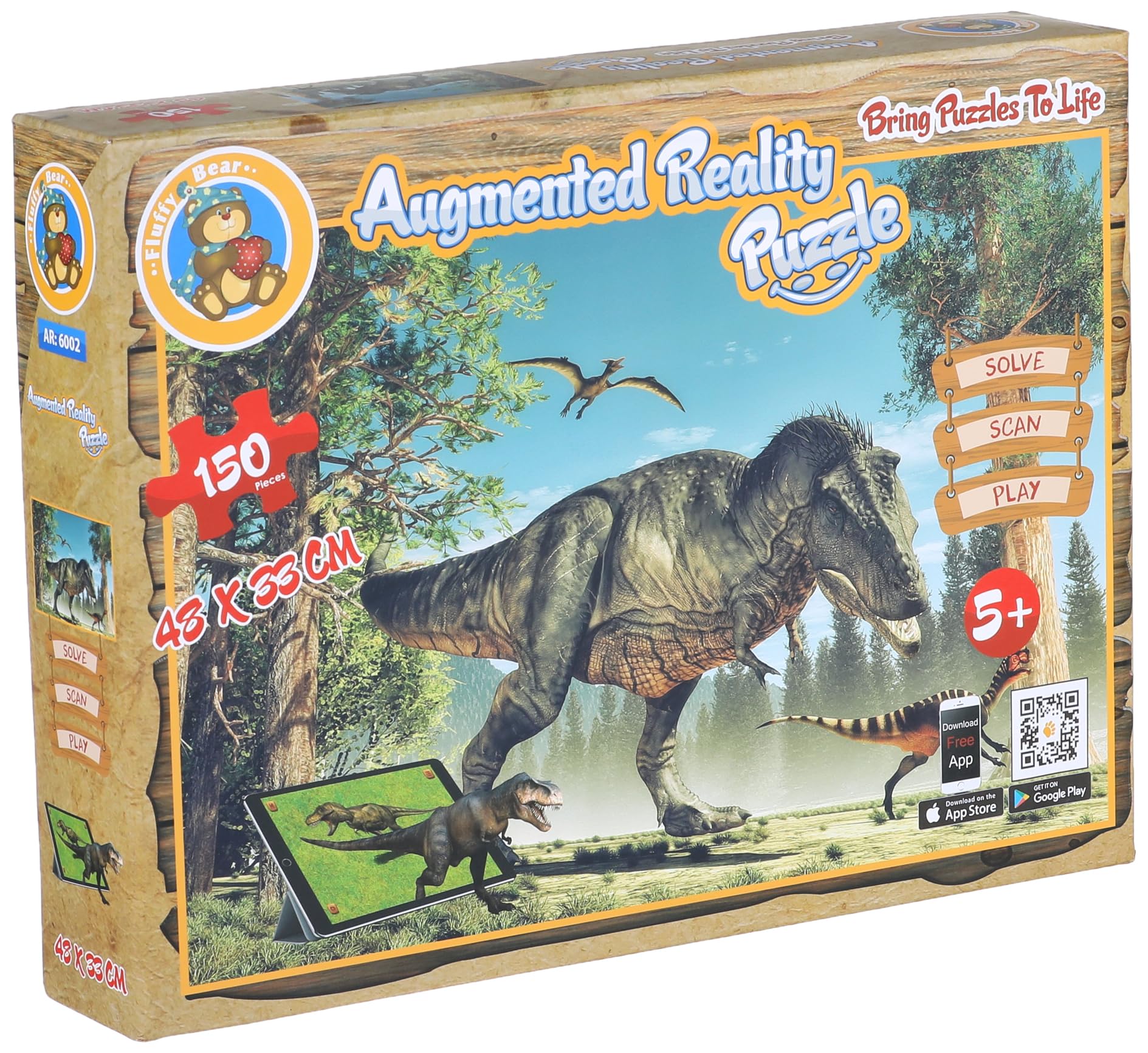 Fluffy Bear AR-6002 Dinosaur Puzzle – Multi-Color Educational Jigsaw Puzzle for Kids