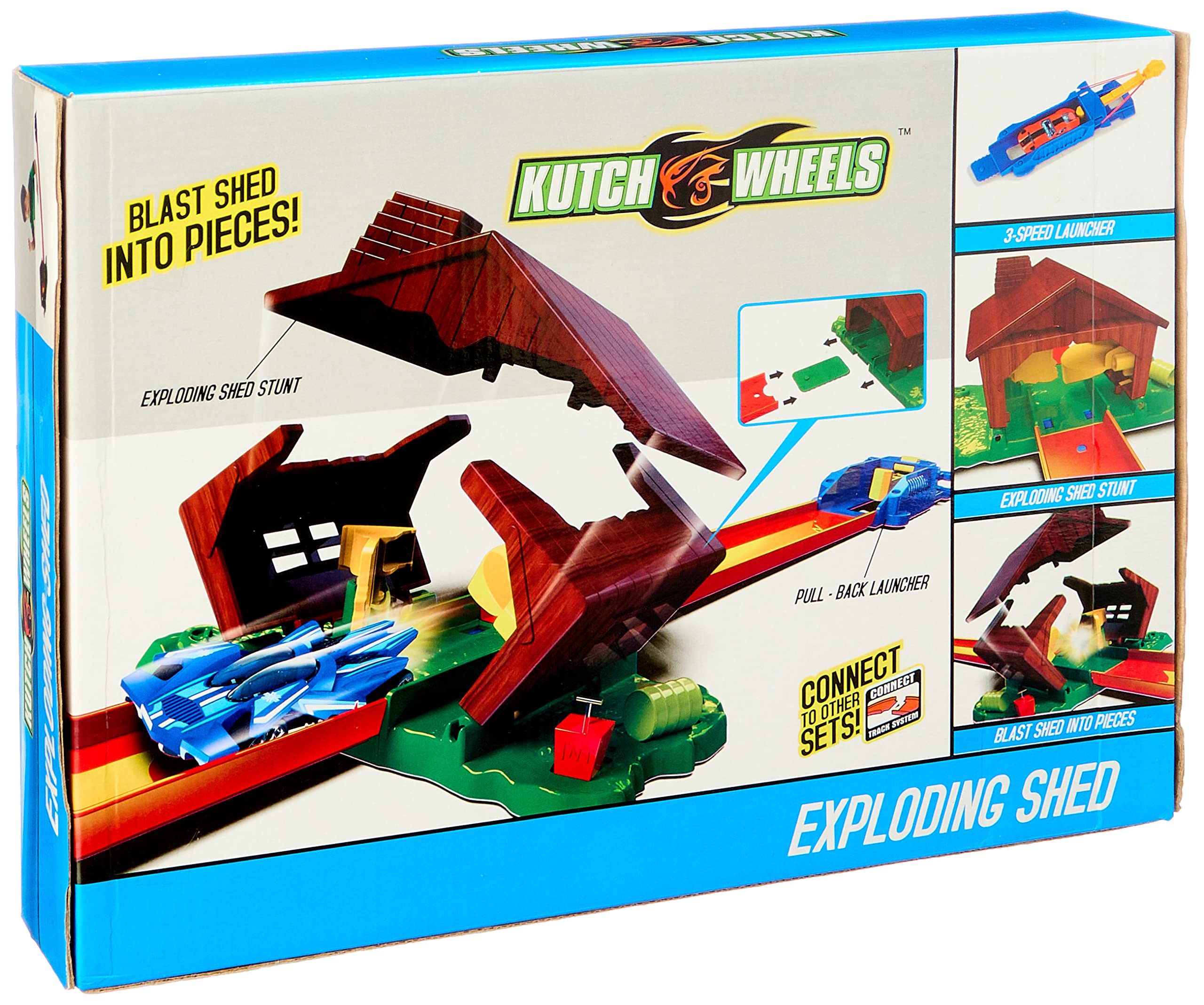 Exploding Shed Track Set with 1 Metal Car – Action Racing Toy Playset for Kids