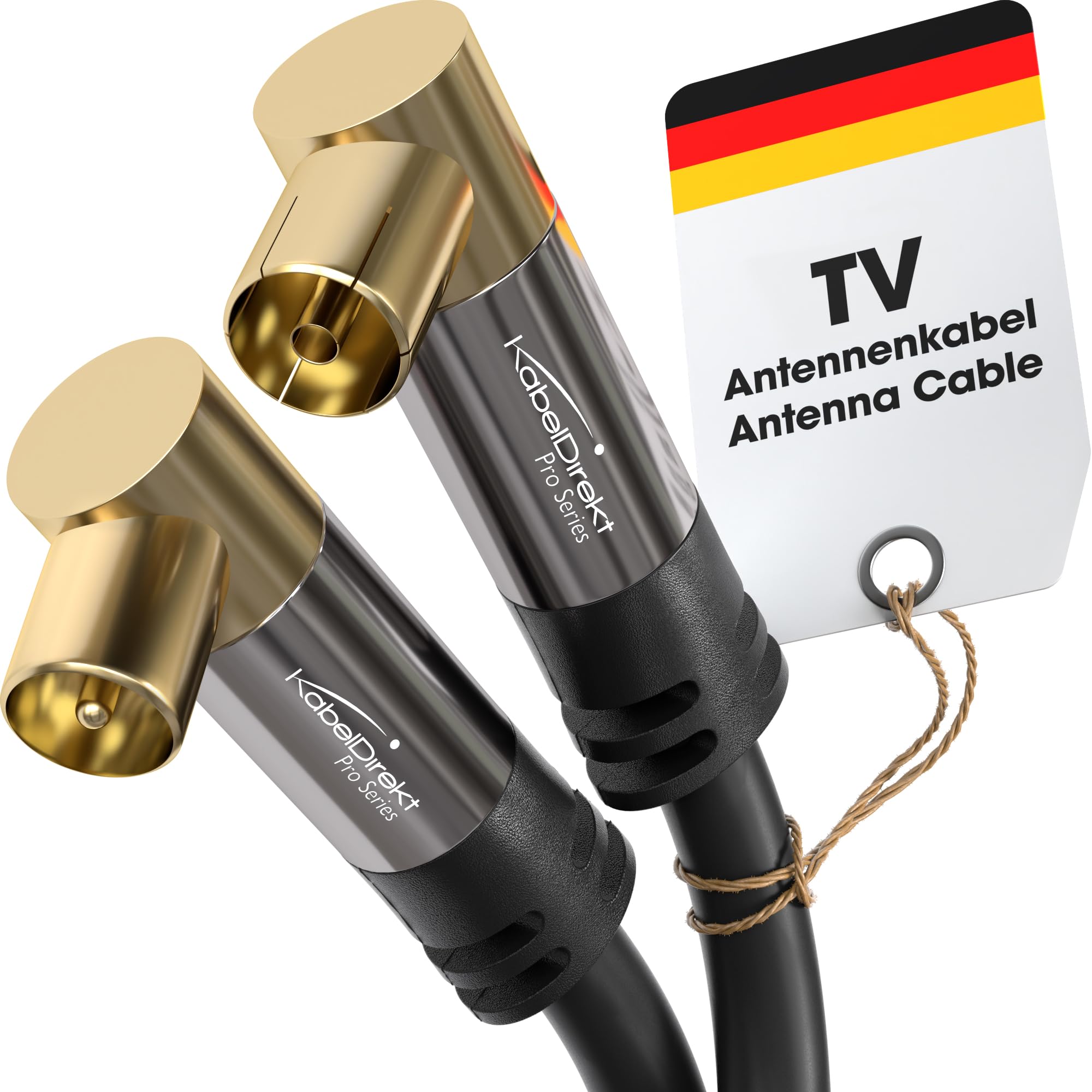 KabelDirekt 395 20m Coaxial Antenna Cable 90° Male to Female 75 Ohm PRO Series