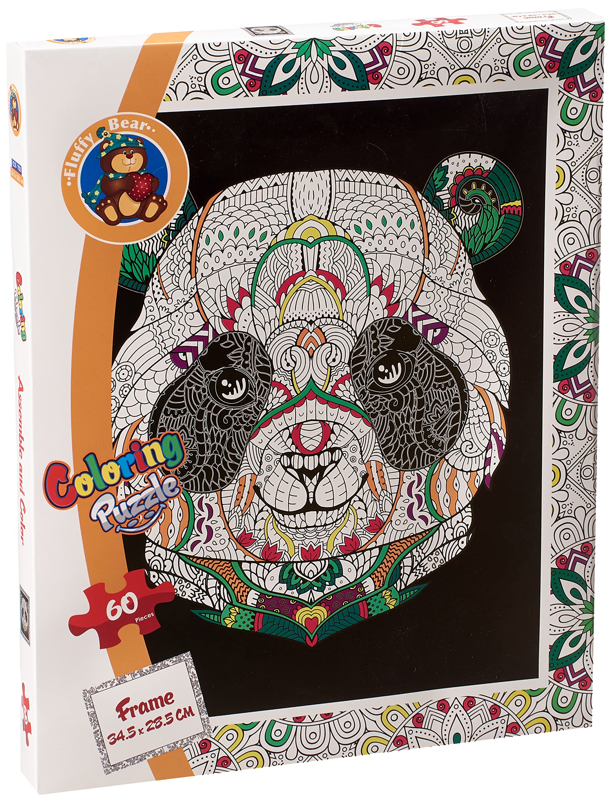 Fluffy Bear Panda Coloring Puzzle 60 Pieces Educational Kids Toy