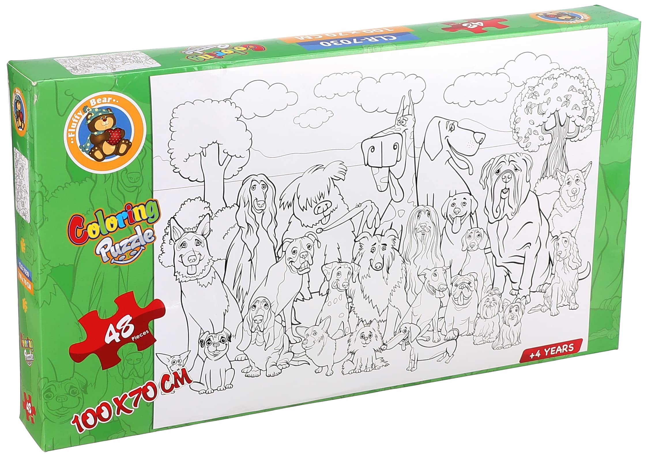 Fluffy Bear Dog Coloring Puzzle 48 Pieces Kids Fun Toy