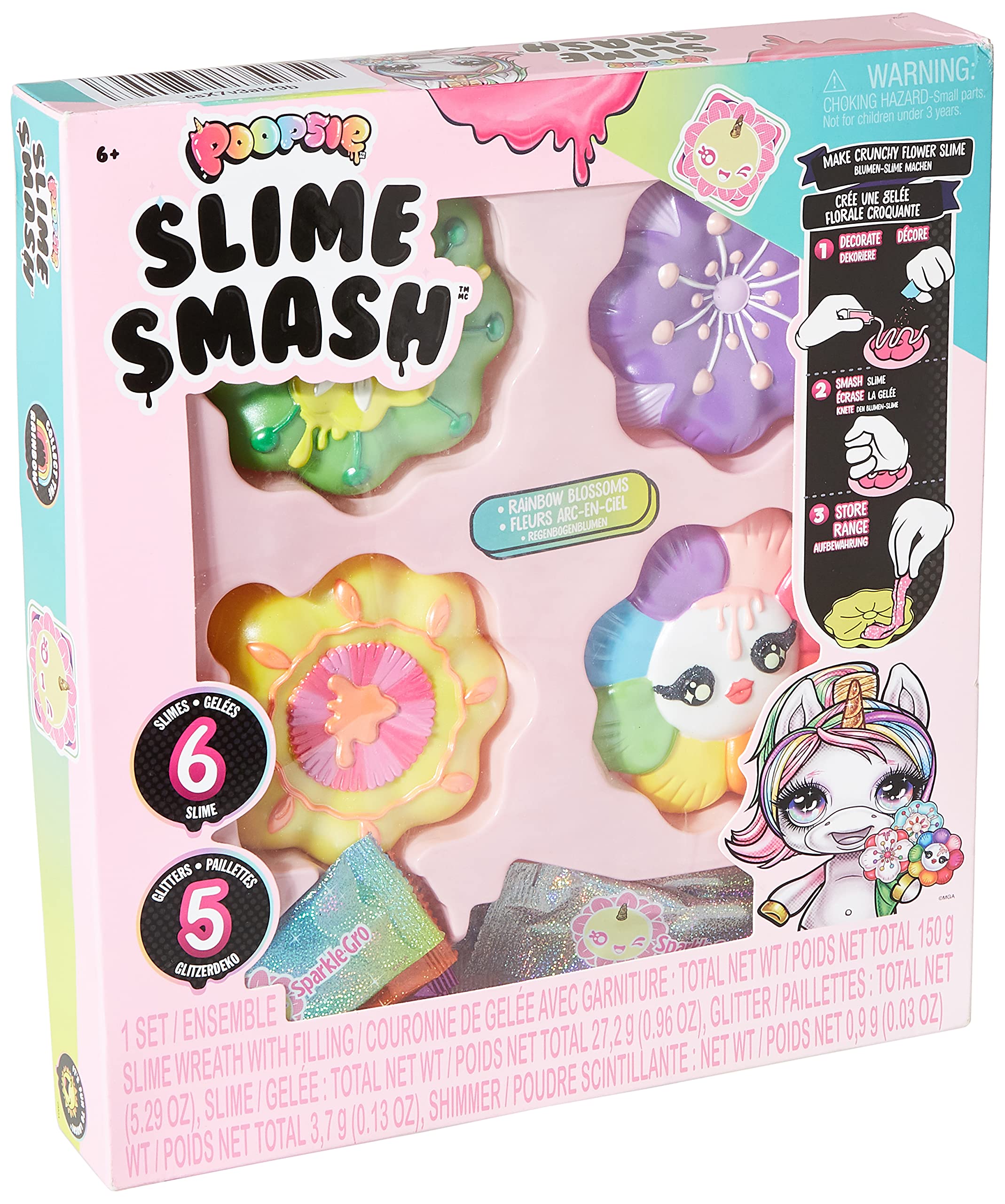 Poopsie Slime Smash Rainbow Blossoms Slime Set with Glitter and Flower Tins