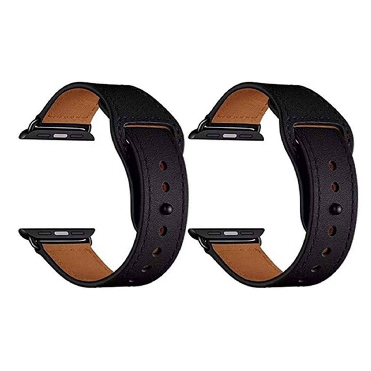 Leather Strap 2-Piece Band for Apple Watch 42/44mm Black