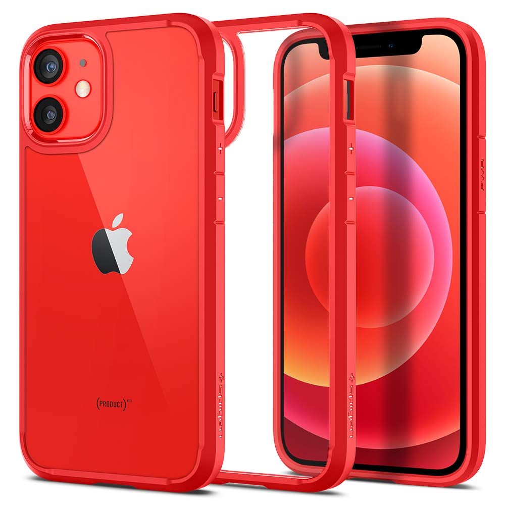 Spigen Ultra Hybrid Case for iPhone 12 Mini – Shockproof Clear Red Protective Cover