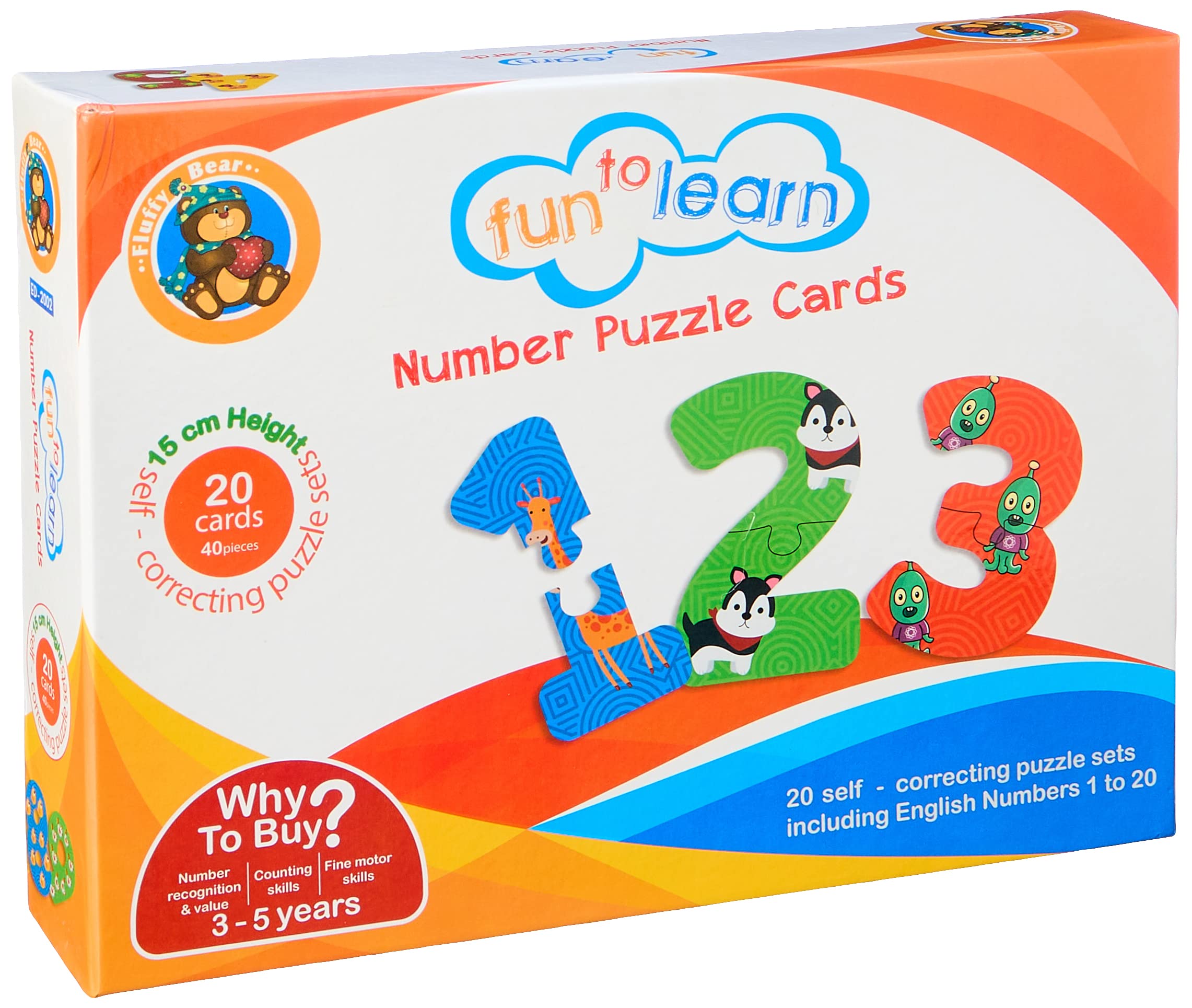 Fluffy Bear Numbers Cards Puzzle Kids Educational Number Learning Game