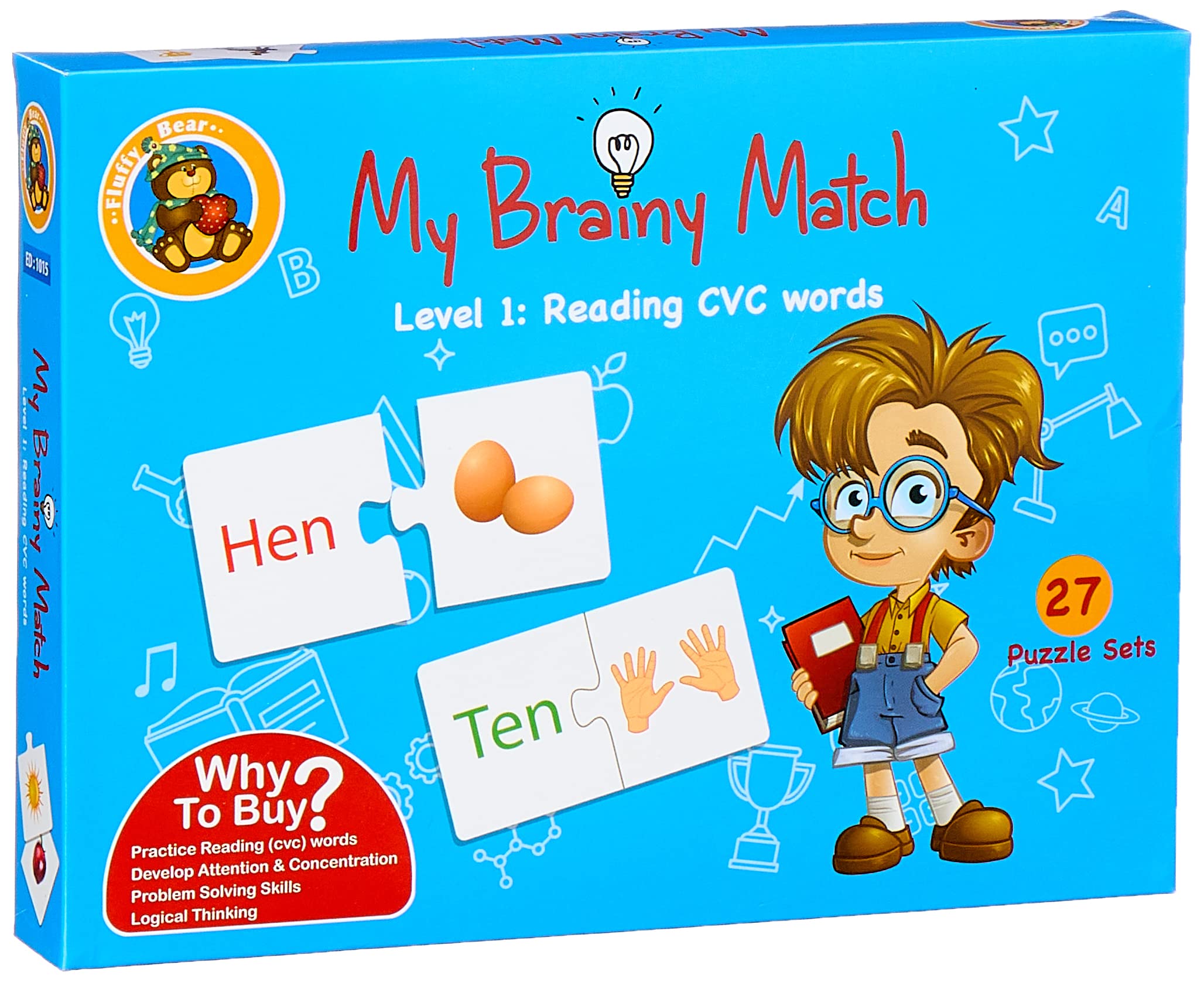Fluffy Bear Picture and Word Matching Puzzle 27 Pieces Kids Educational Toy