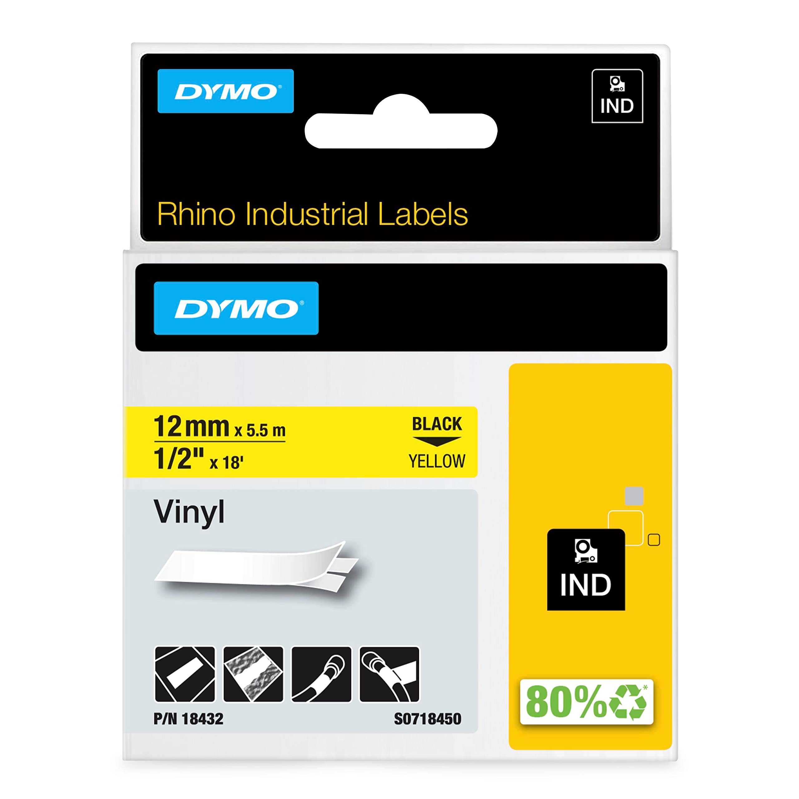 Dymo RhinoPro Vinyl Labels Industrial Durable Label Tape