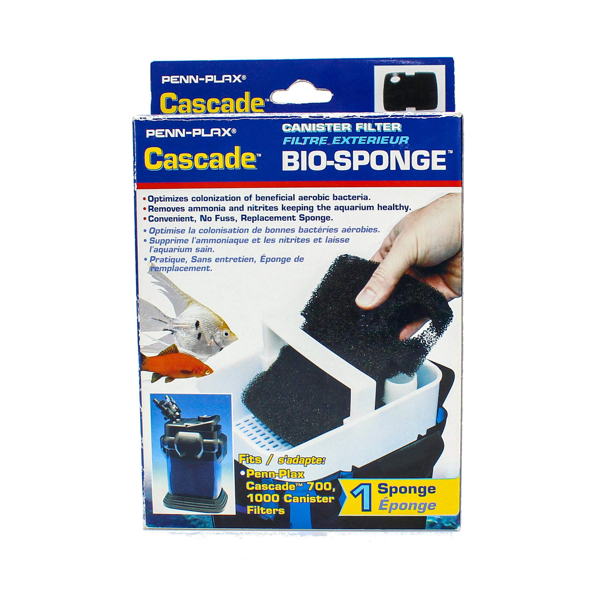 Penn Plax Cascade Bio Sponge Replacement for Canister Filter 700/1000 GPH – Aquarium Filtration Media (1 Pack)