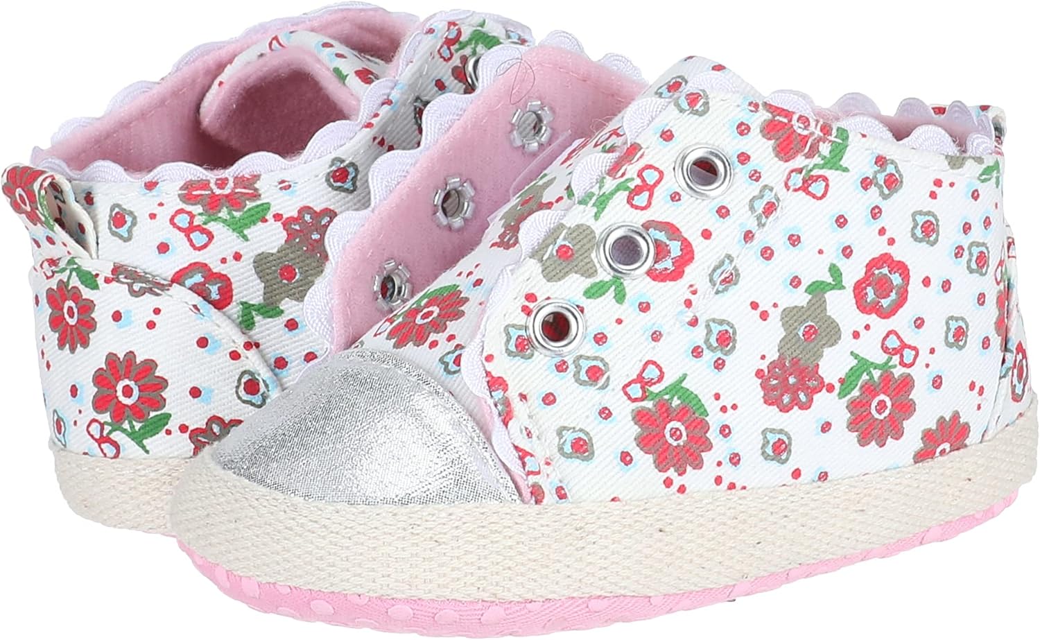 Mix & Max Floral Pattern Front Eyelets Sneakers For Baby  Girls
