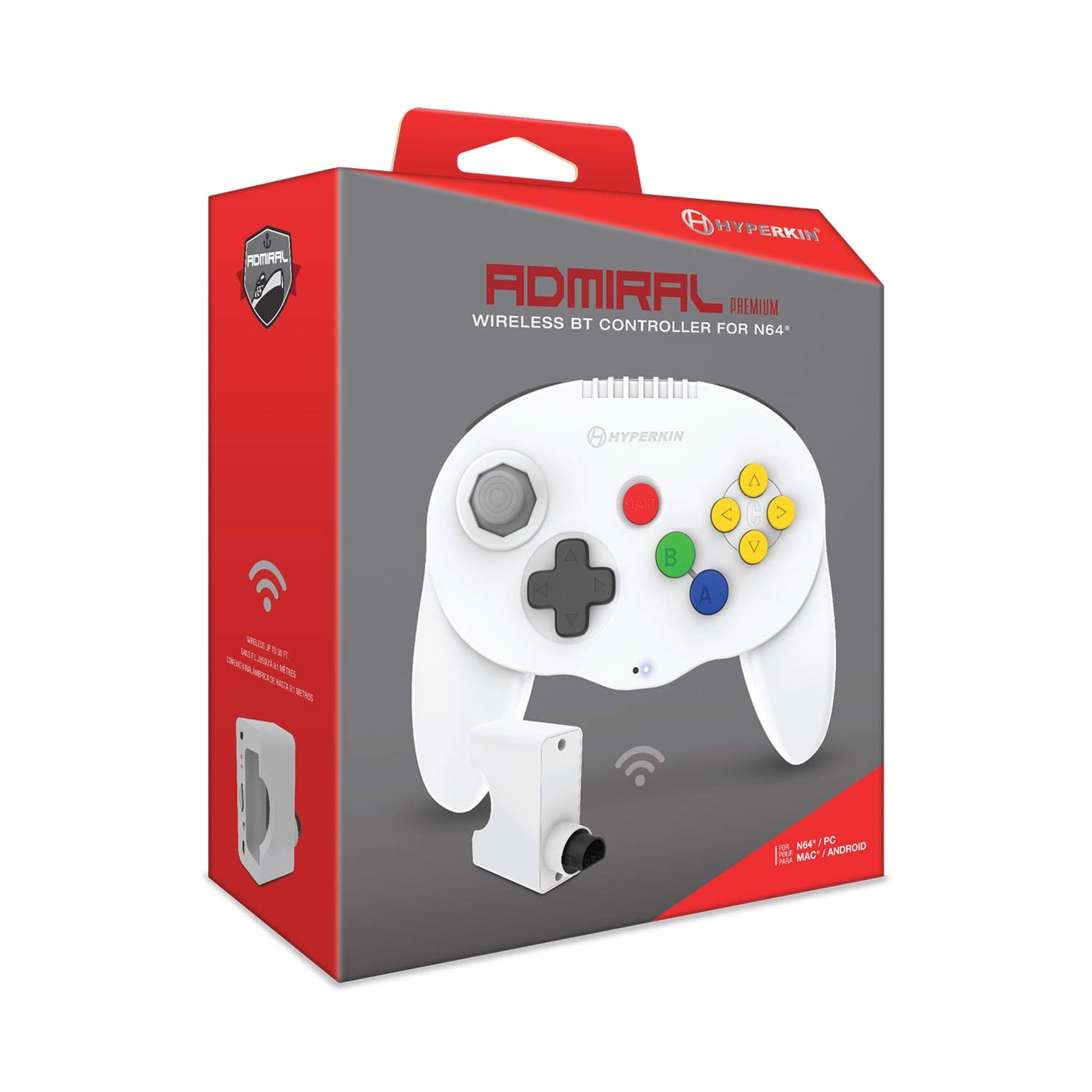 Hyperkin Admiral Premium Bluetooth Controller for Nintendo 64 – White