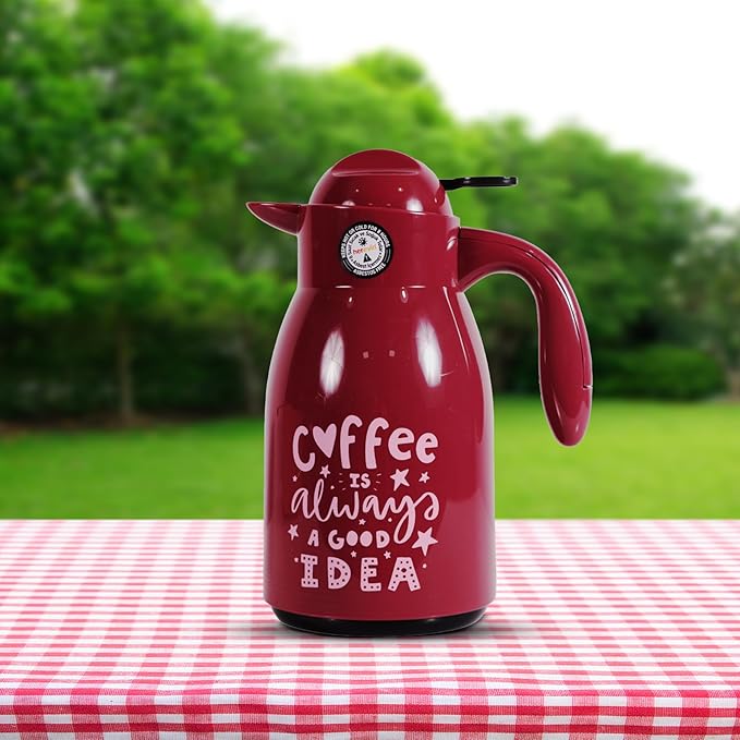 Herevin Decorated Vacuum Flask Maroon
