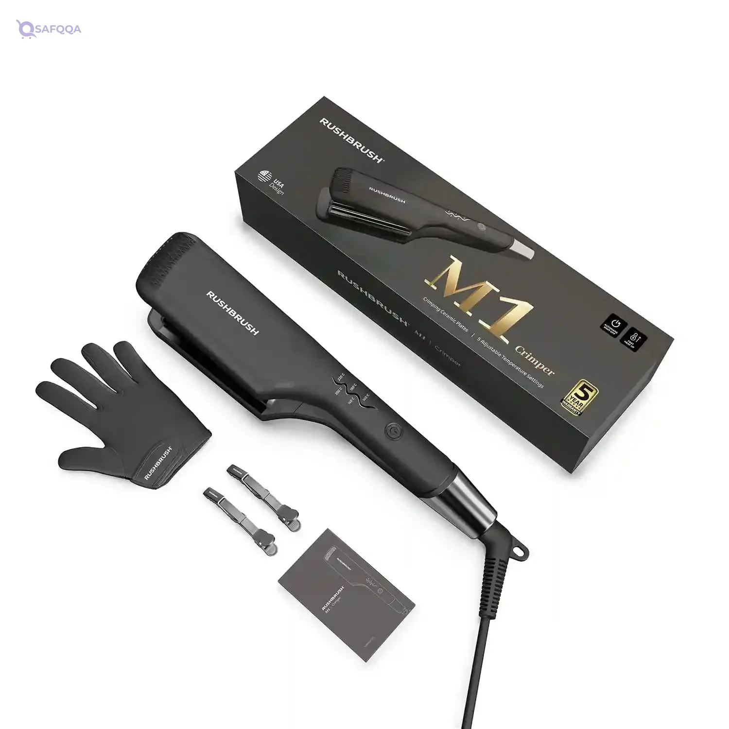 Rush Brush Hair Curler M1, Black, Ceramic Styling Tool for Volume and Texture