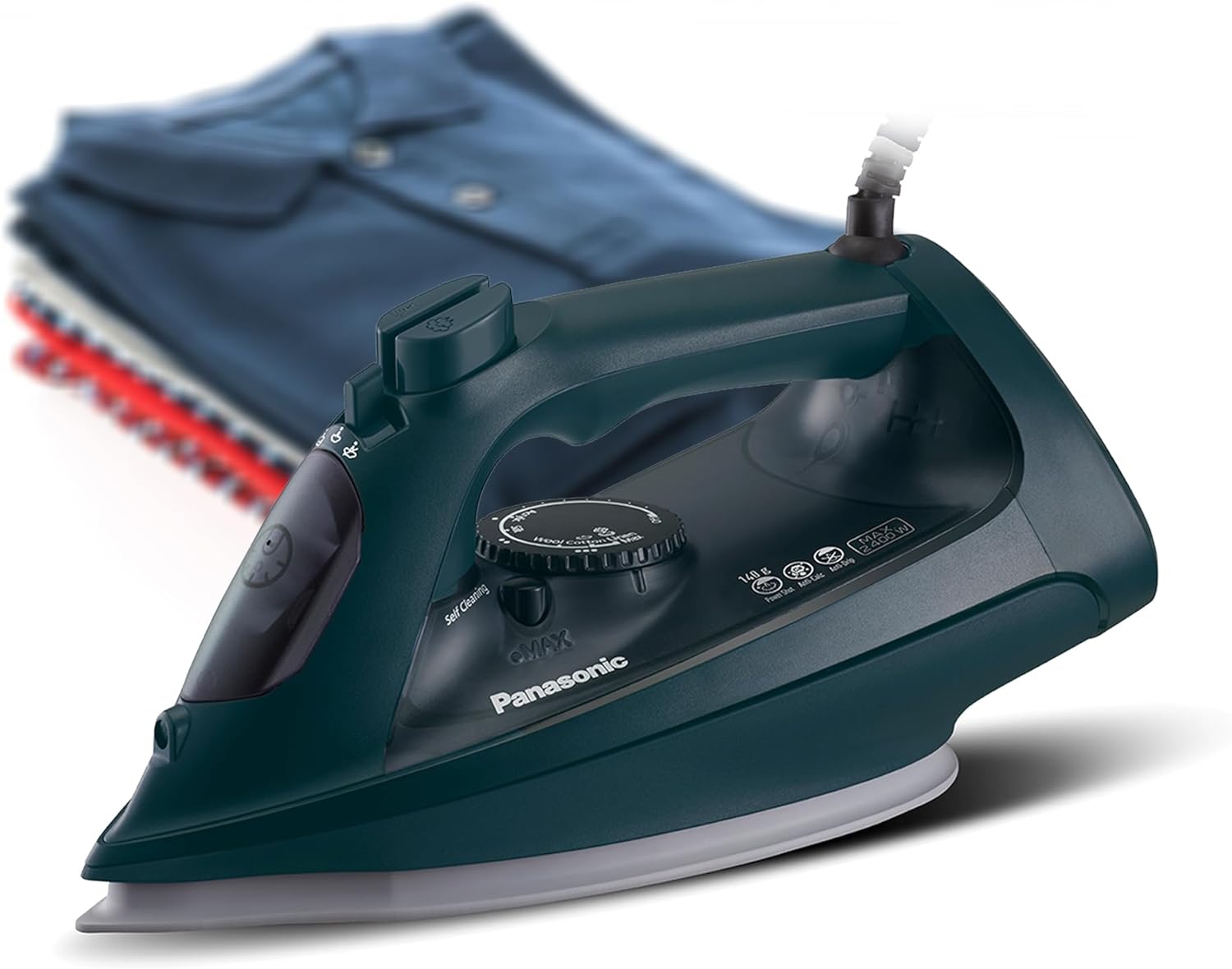 Panasonic NI-U450 Steam Iron 2400W Ceramic Soleplate Anti-Calc Dark Green