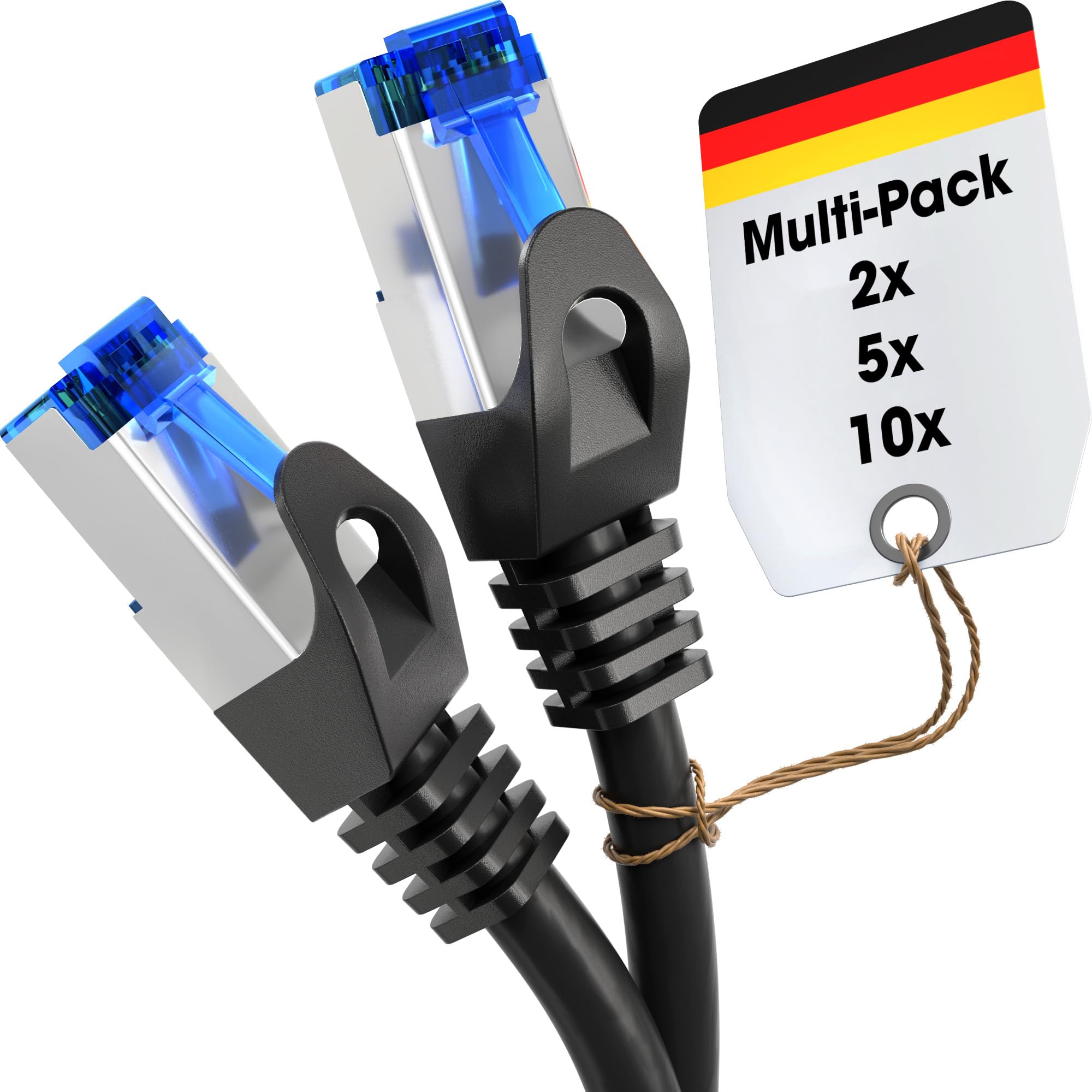 KabelDirekt Ethernet Patch & Network Cable with RJ45 Plug, Gigabit Speed, Black/Silver, 0.25m, Pack of 5