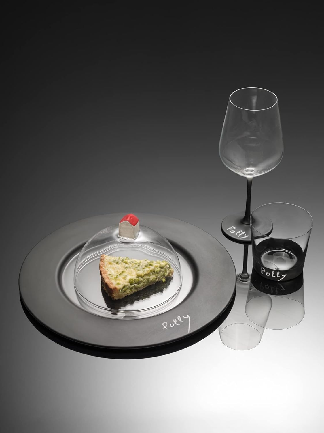 Round Transparent Serving Plate with Black Rim Elegant Modern Design