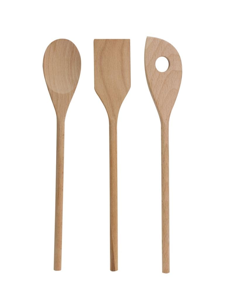 Pedrini Wooden Spoon Set 3 Pieces – 30 cm Kitchen Cooking Utensils