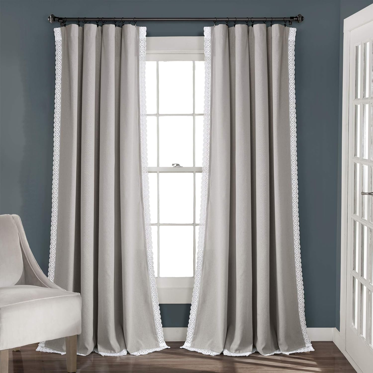 Lush Decor Rosalie Light Filtering Window Curtain Panels Lace Curtains for Living Room Vintage Cottage Core Decor