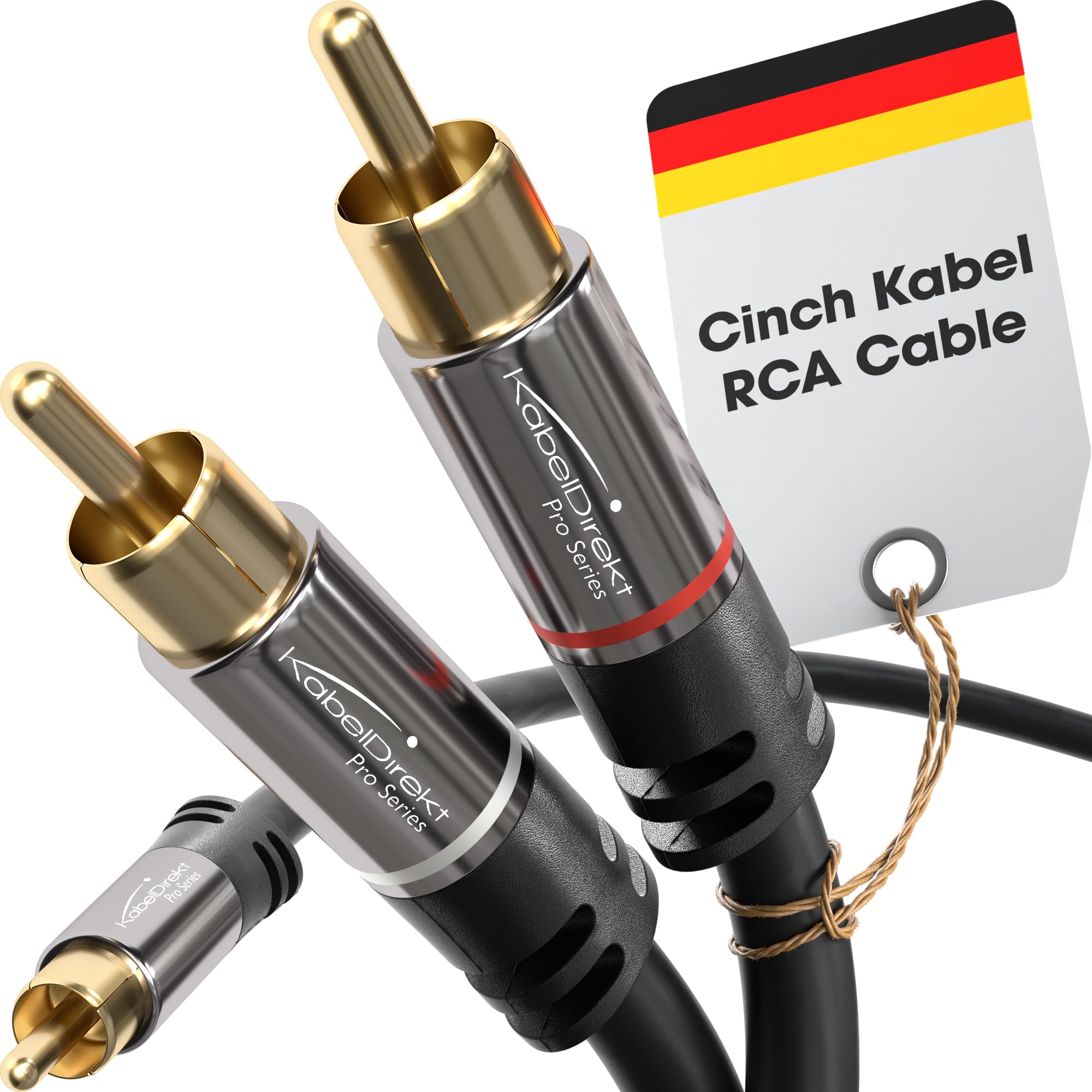 KabelDirekt 10m RCA Y Stereo Audio Cable, 1 to 2 RCA/Phono for Home Audio Systems – Black