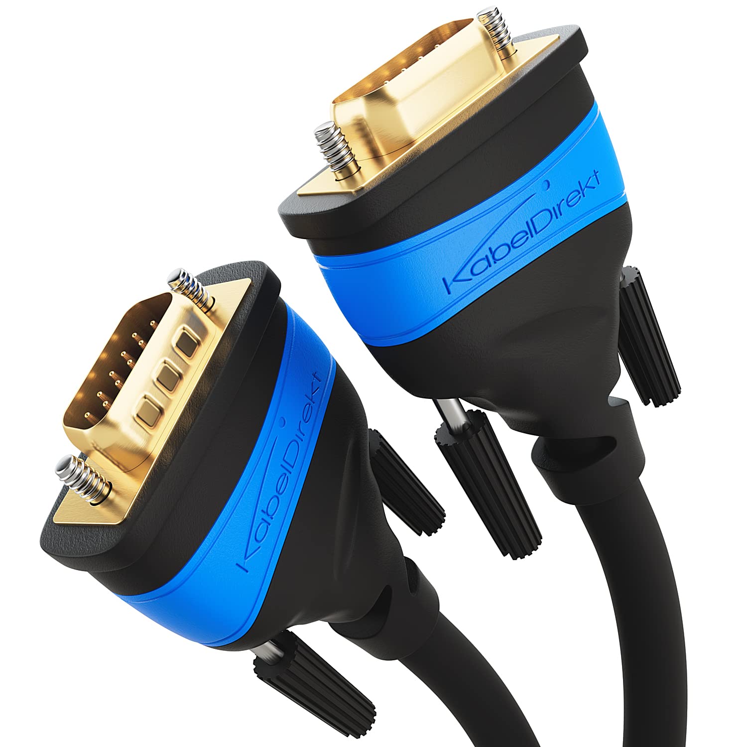 KabelDirekt 300 10m VGA Cable with Full HD 1080p Support and Gold-Plated Connectors – Black