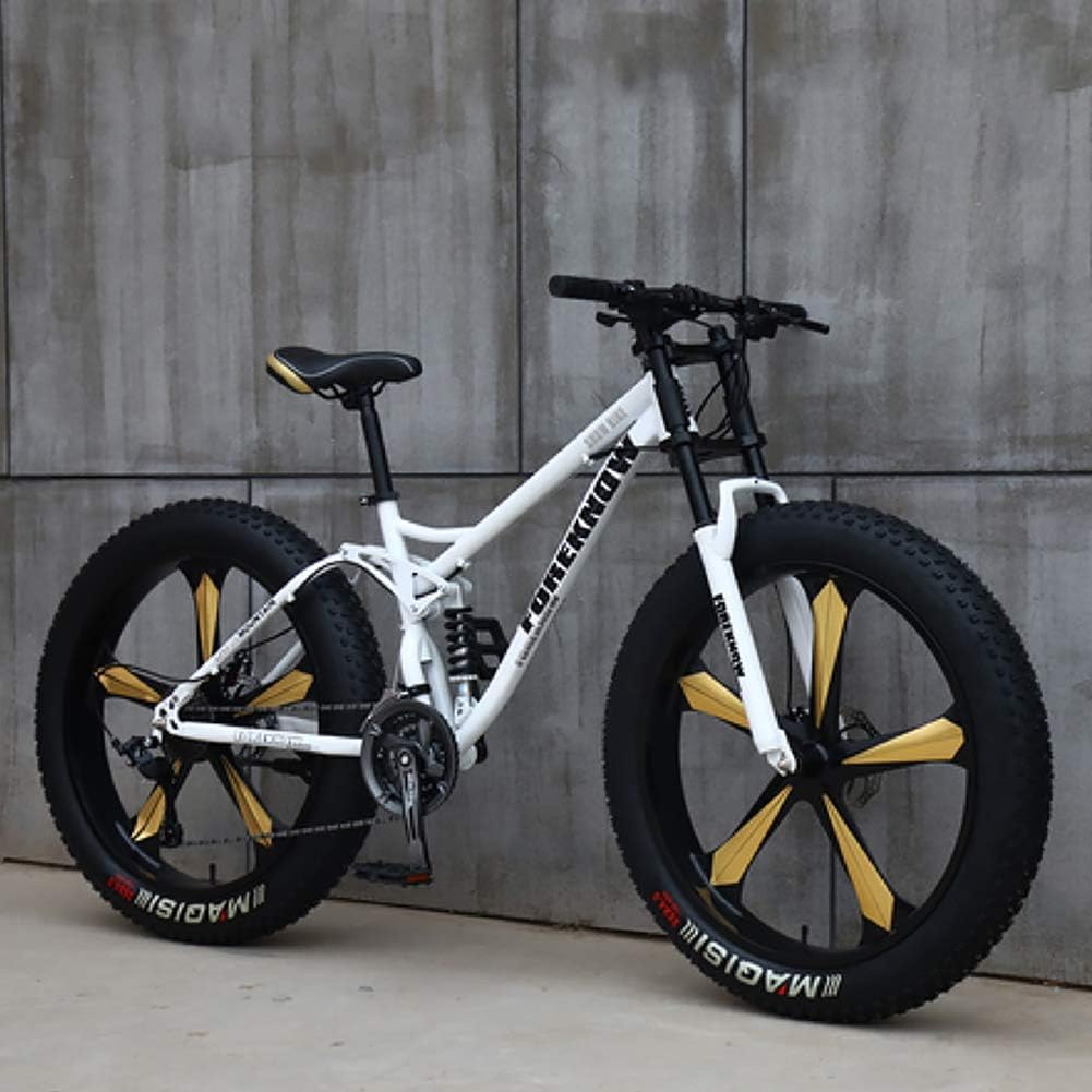 Fat Tire Mountain Bike 7-Speed Full Suspension Dual Disc Brake Bicycle for Beach and Off-Road
