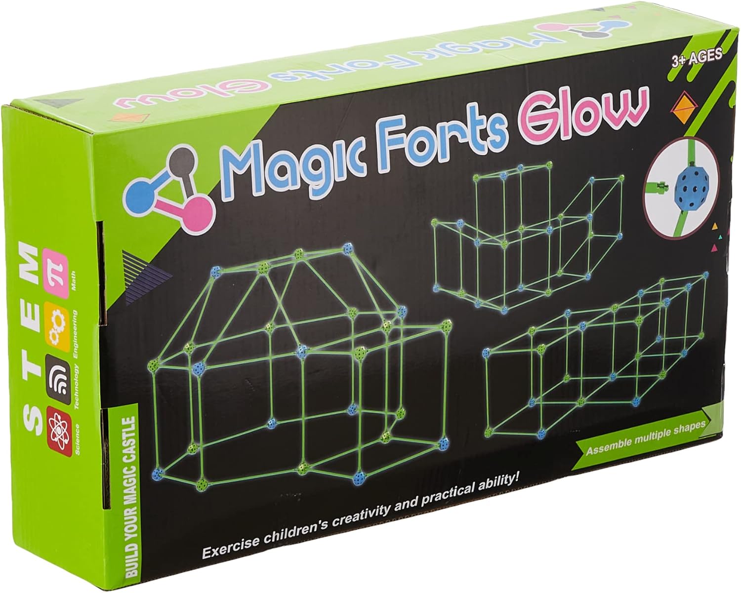 Magic Forts Glow Ultimate Building Set – 81PCS Light-Up DIY Castle, Tent & Fort Construction Kit for Kids