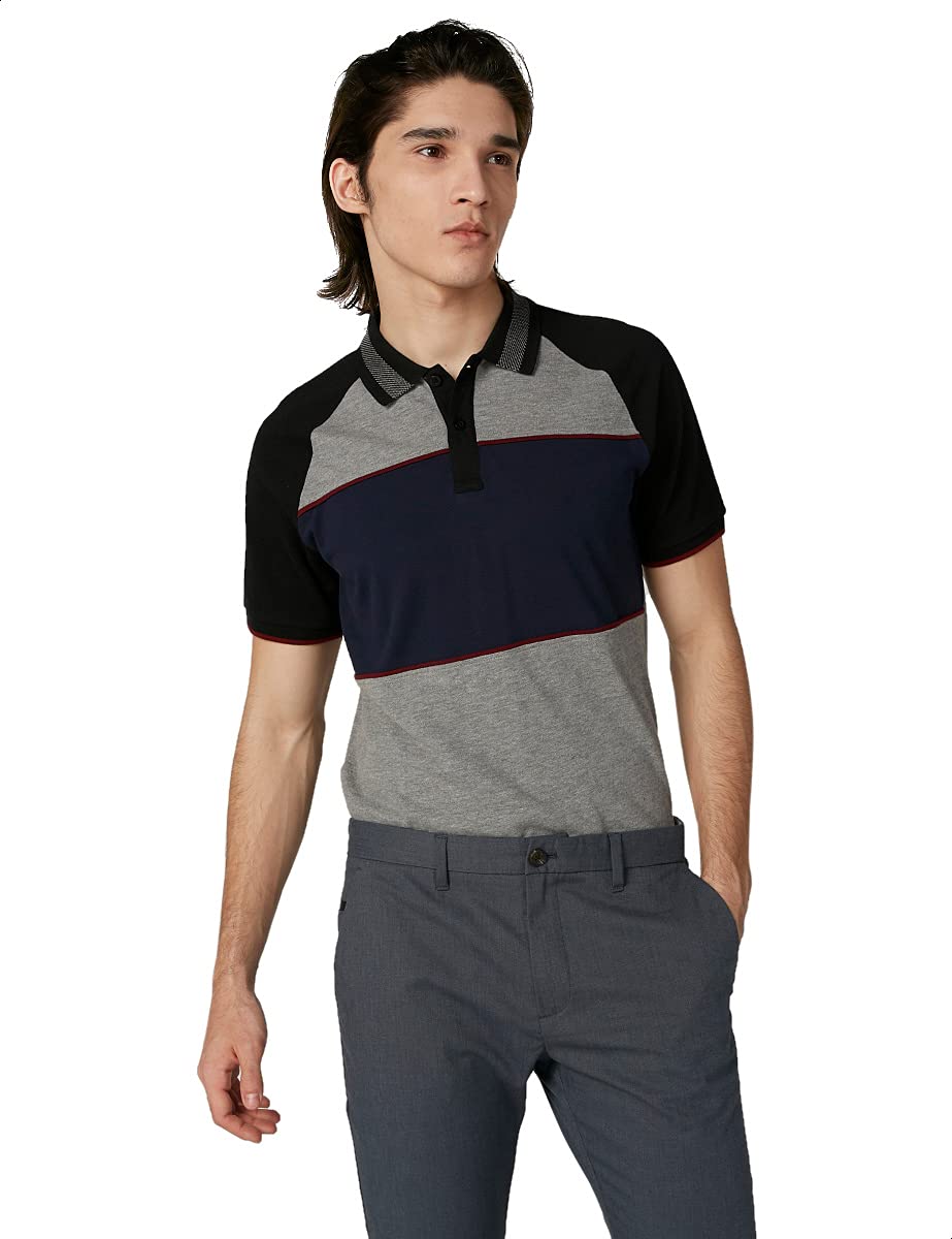 Splash Men’s Polo Shirt – Ribbed Trims Short Raglan Sleeves Casual Regular Fit Polo