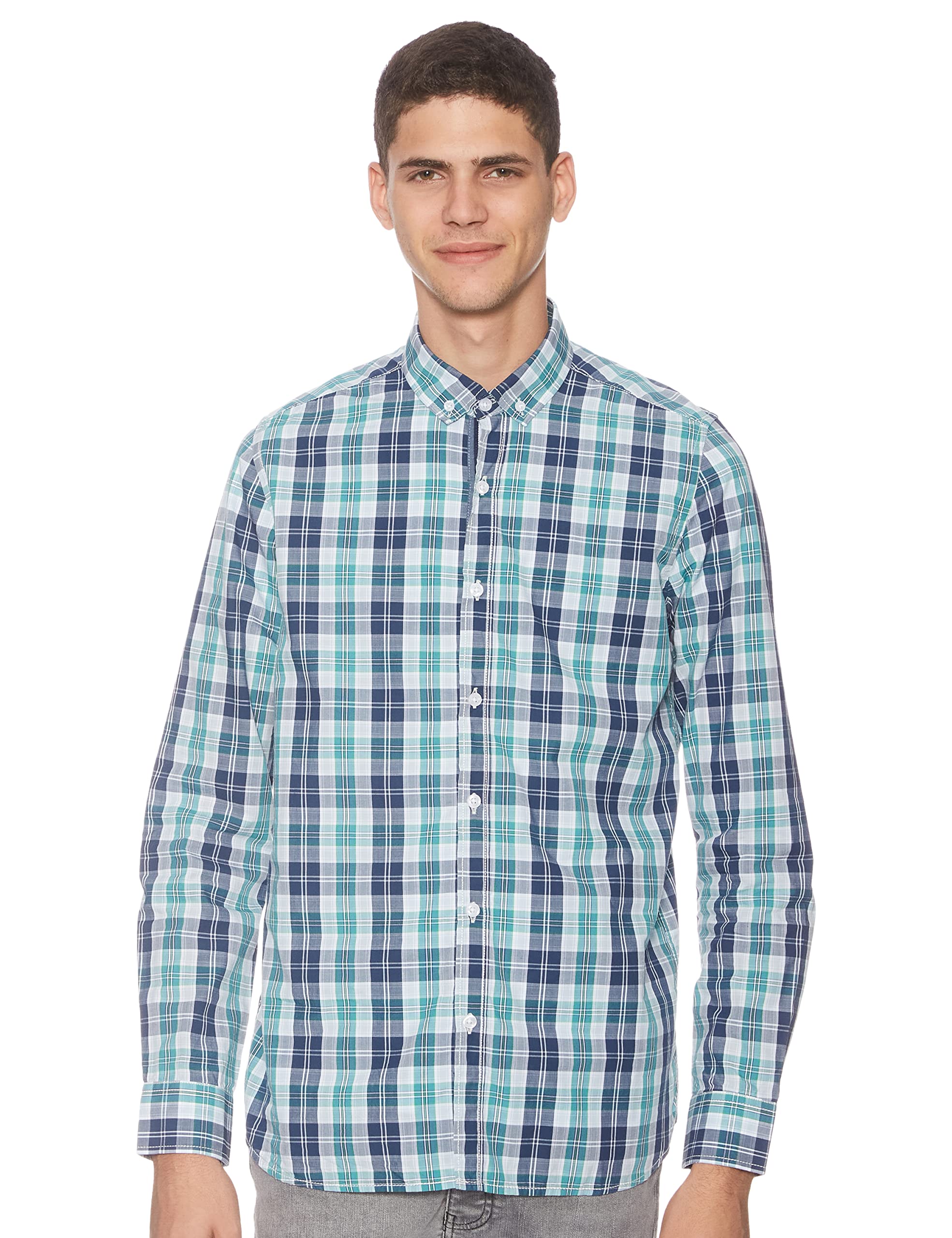 Town Team Men’s Cuba Checkered Long Sleeve Shirt – Luxury Smart Casual Shirt with Modern Elegant Style