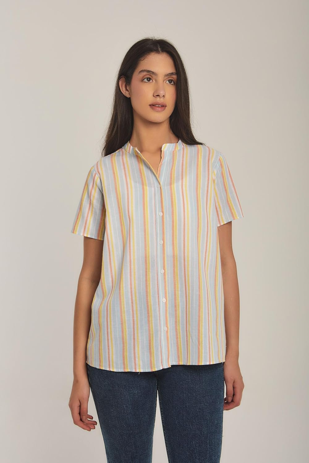 Premoda Women’s Striped Short Sleeve Blouse Casual Elegant Top
