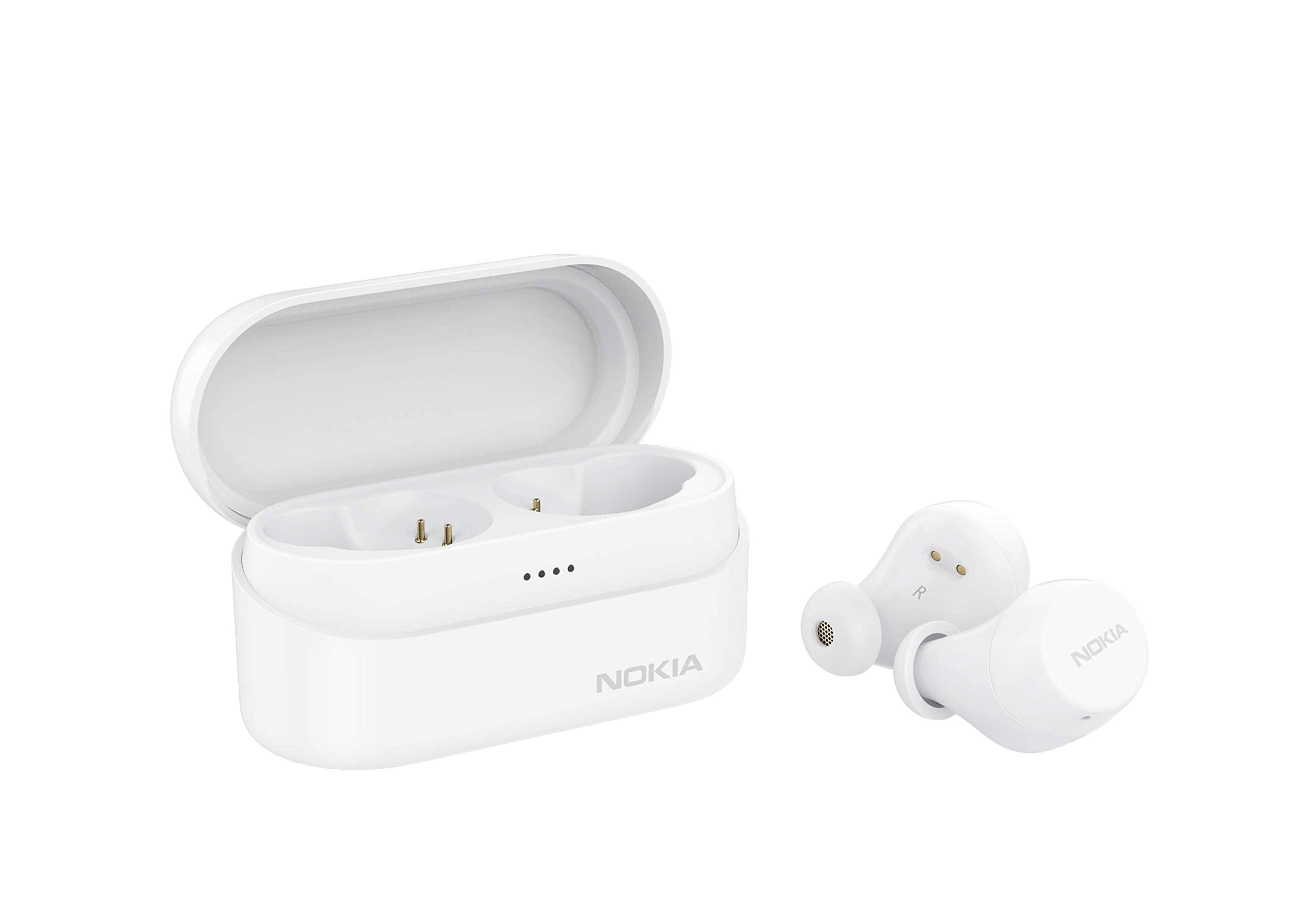 Nokia Power Earbuds Lite Waterproof Bluetooth Earbuds with Travel Charging Case – White