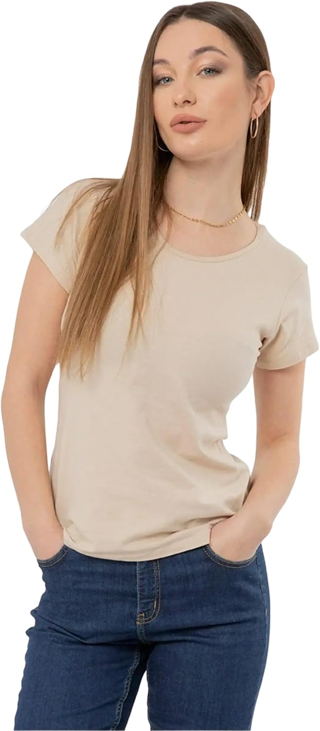 Carina Women Solid T Shirt Short Sleeve Round Neck Casual Style