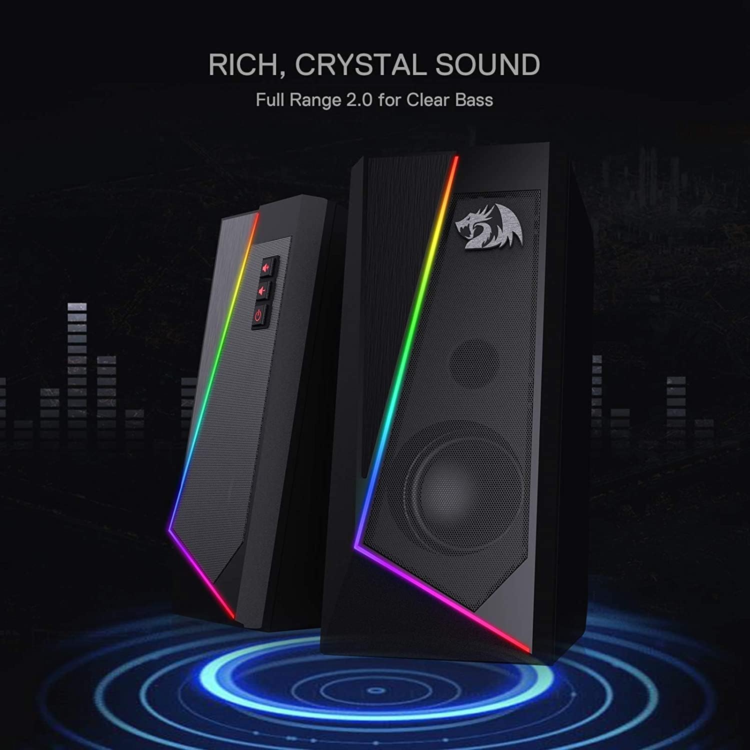 Redragon GS520 Desktop Speakers 2.0 Stereo LED Black
