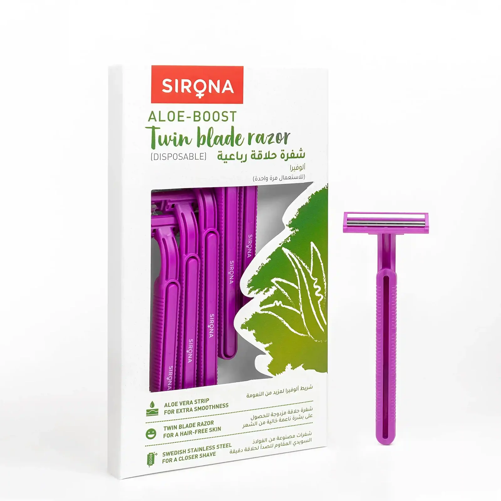 Sirona Women Disposable Hair Removal Razors 5 Piece Pack Facial & Body Shaving Razor for Smooth Skin Safe Gentle Hair Removal Travel Friendly Purple Color