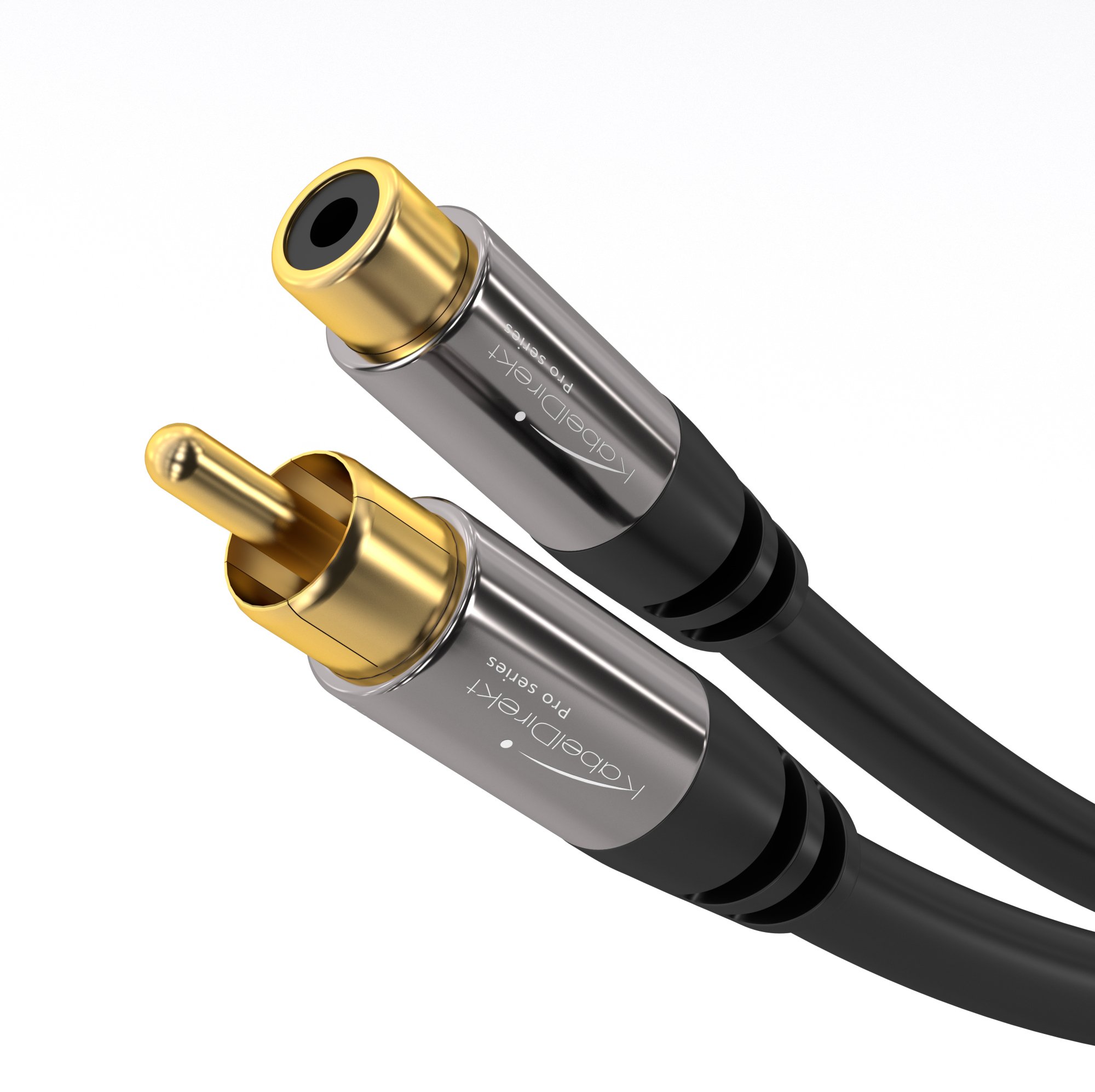 KabelDirekt 472 1m RCA Extension Cable – RCA/Phono Extension Cable (Male to Female) for Audio, Digital & Video, 75 Ohm – Black