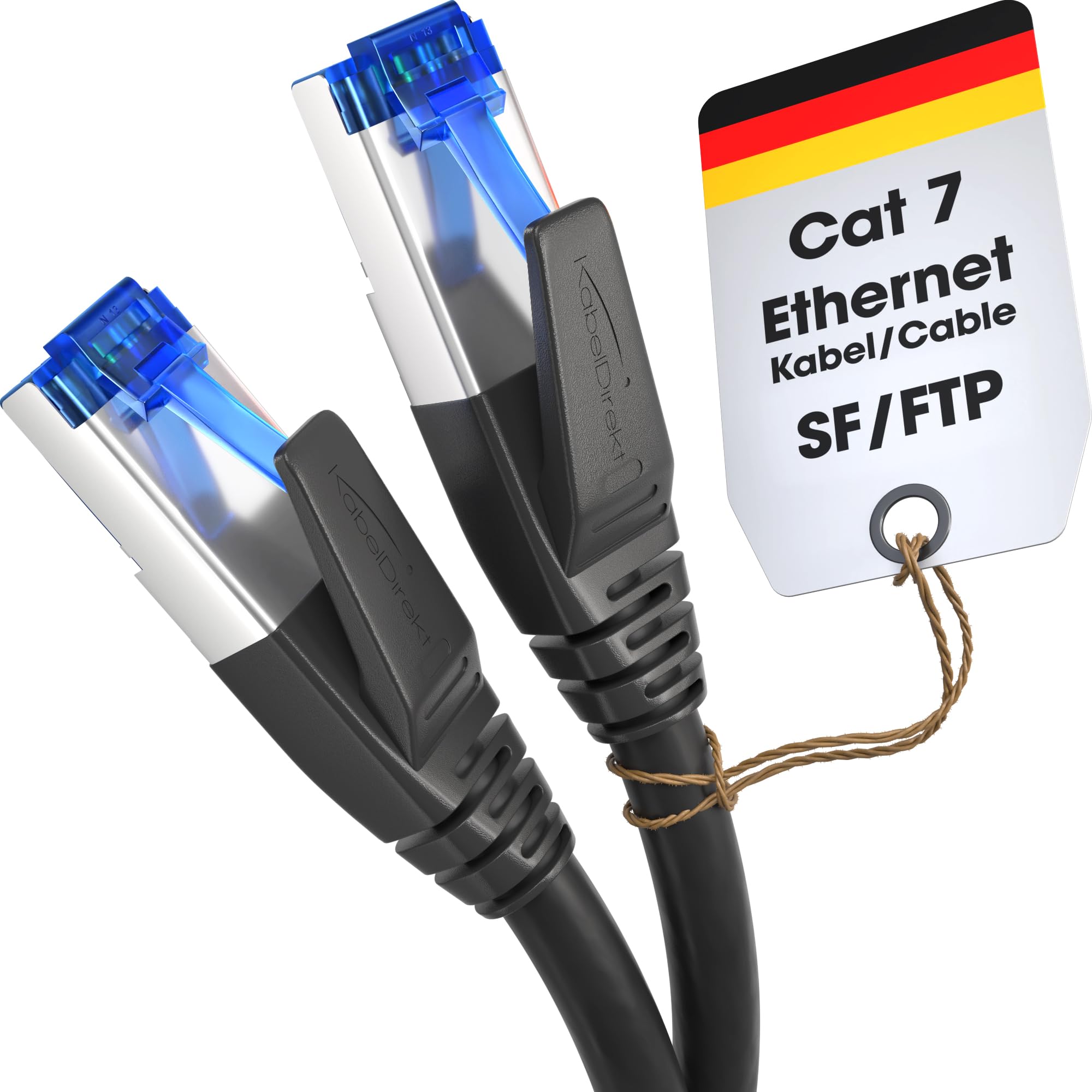 KabelDirekt Cat7 0.25m Ethernet Cable – 25cm High-Speed 10Gbit/s Network Patch Cable with SF/FTP Shielding