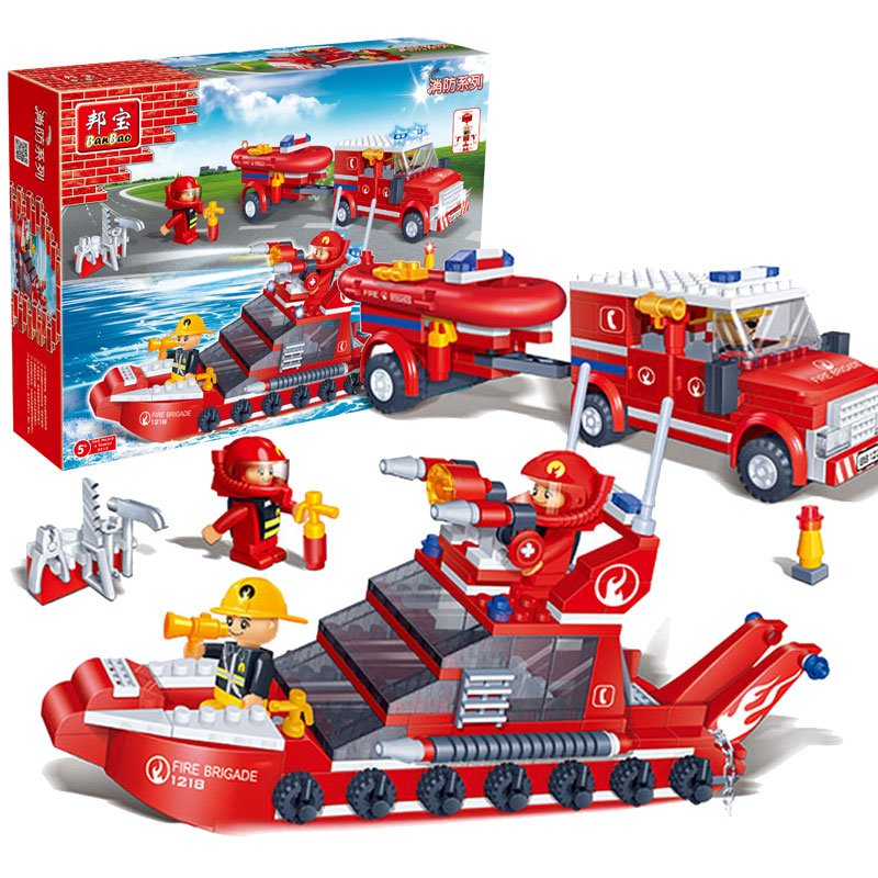 BanBao Building Blocks Fire Car and Ship Set Educational Construction Toy