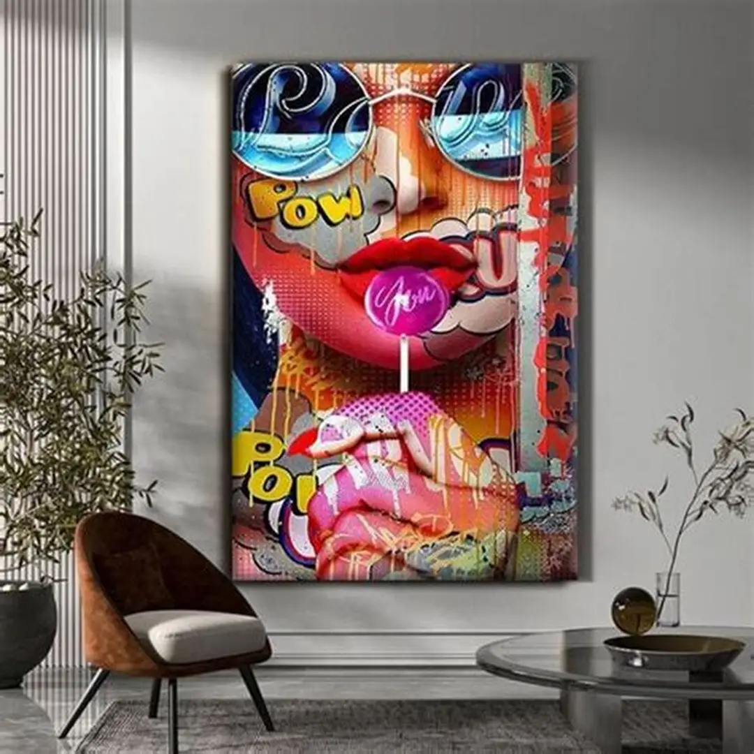 Generic Plastic Wall Art Frame Modern Digital Print Girls Room Candy Design Red