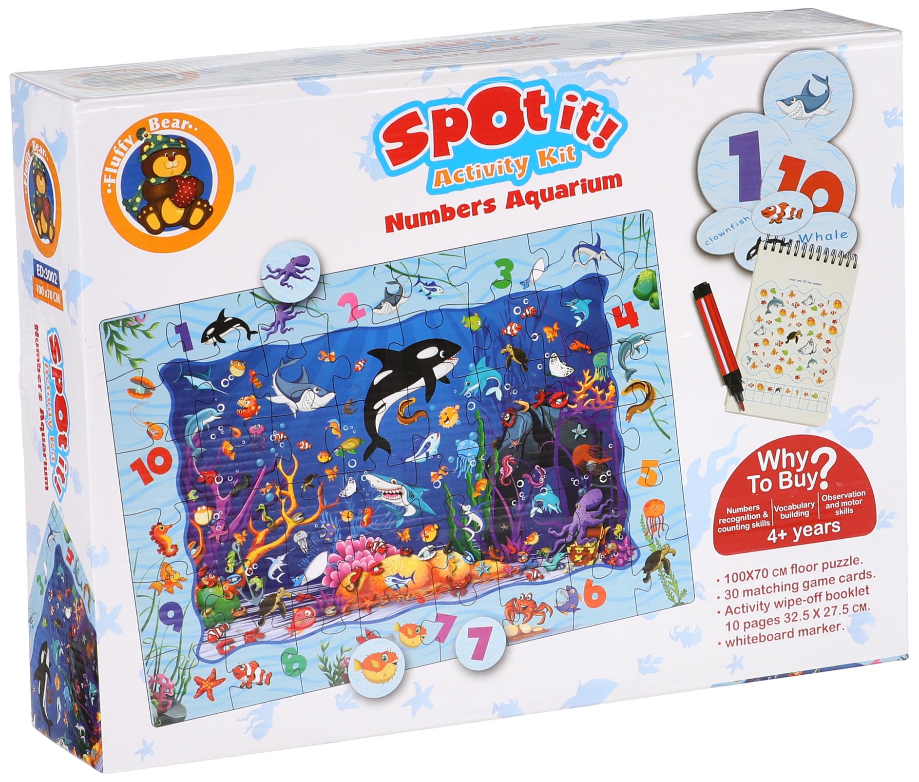 Fluffy Bear Numbers & Sea Animals Learning Activity Puzzle for Kids