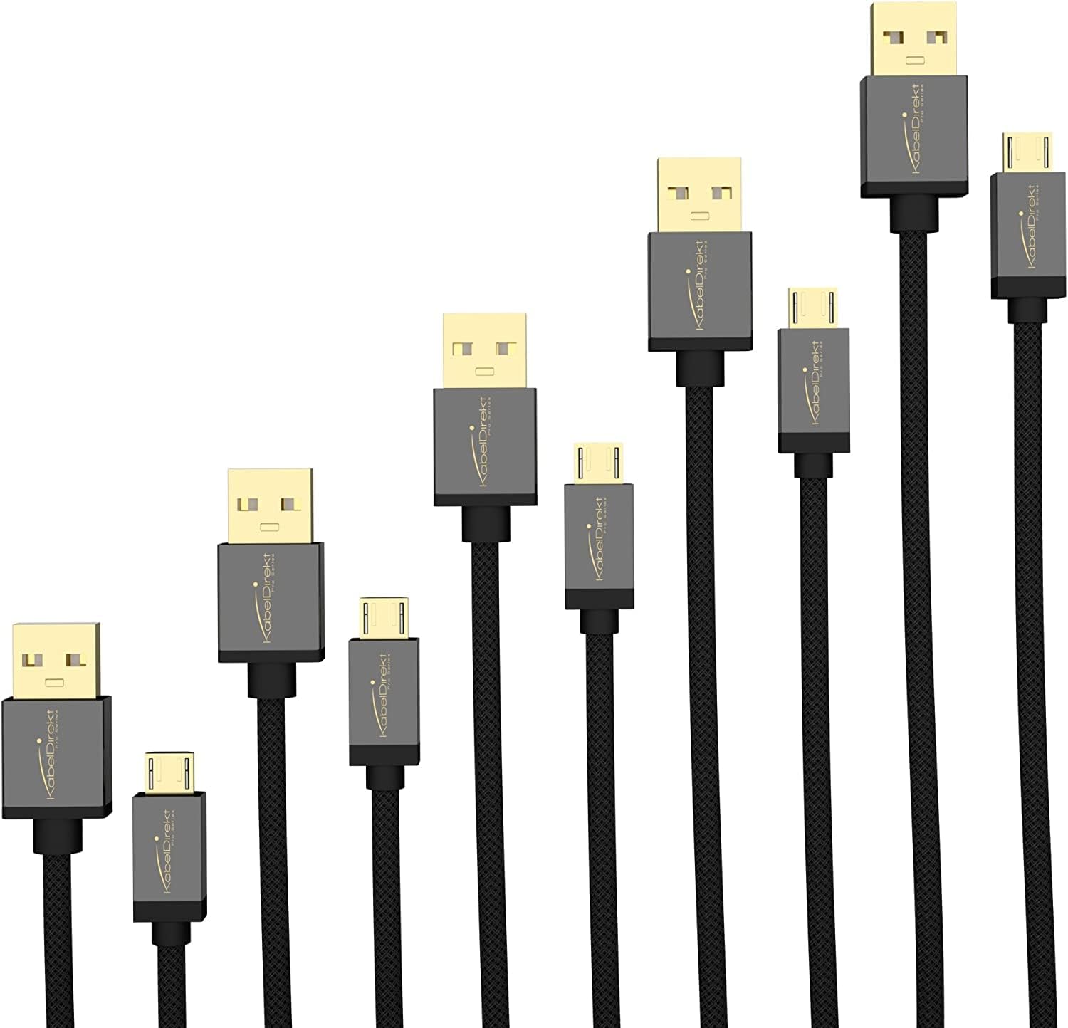 KabelDirekt PRO Micro USB Cable 3-Pack,