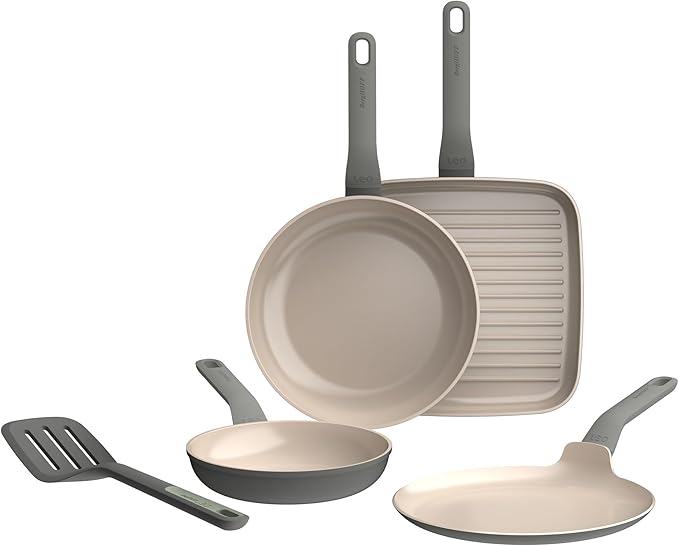 BergHOFF Leo Balance 5-Piece Non-Stick Ceramic Frying Pan Set with Nylon Turner – Moonmist